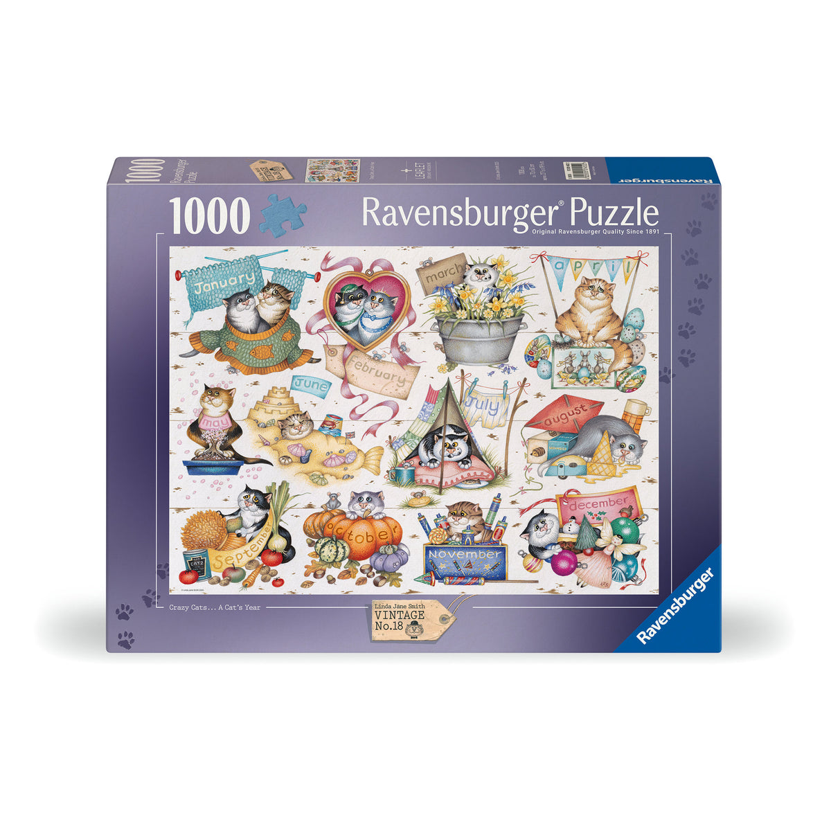 Ravensburger Puzzle Crazy Cats: Cat's Calendar 1000 Piece