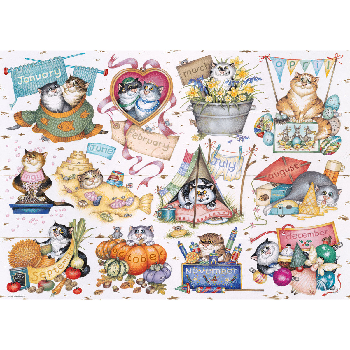 Ravensburger Puzzle Crazy Cats: Cat's Calendar 1000 Piece