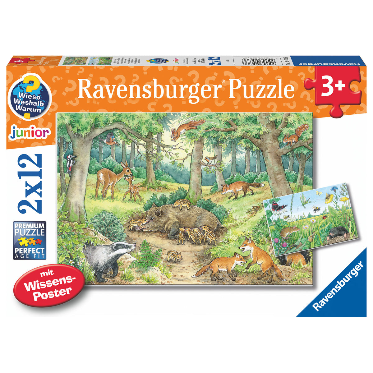 Ravensburger Puzzle Animals In Forest 2 x 12 Piece