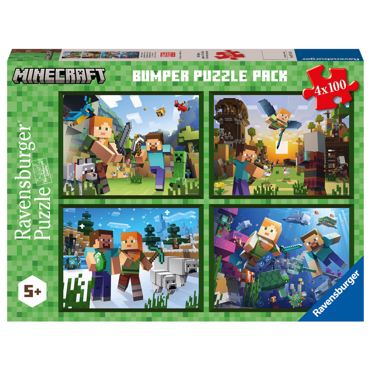 Ravensburger Puzzle Minecraft Bumper 4 x 100 Piece