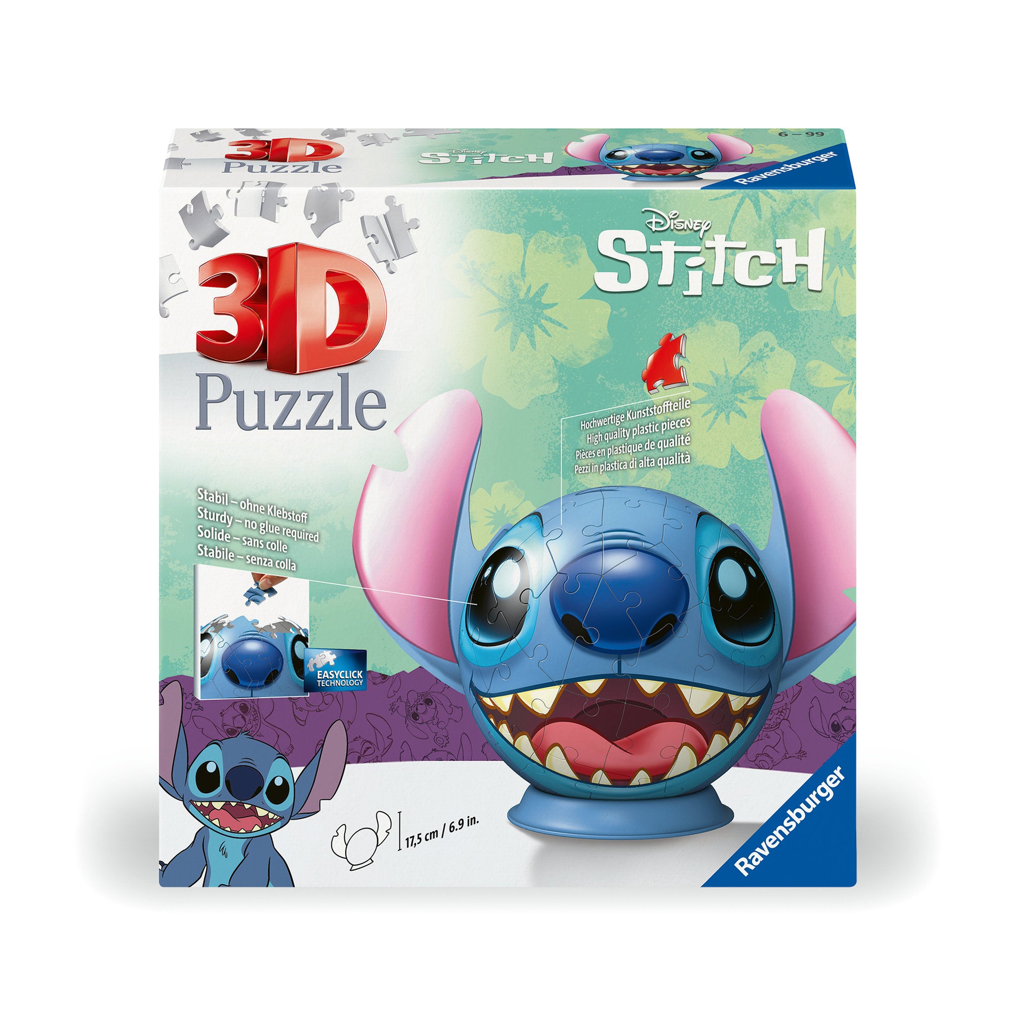 Ravensburger Disney Stitch 3D Puzzleball Stitch with Ears 72 Pieces
