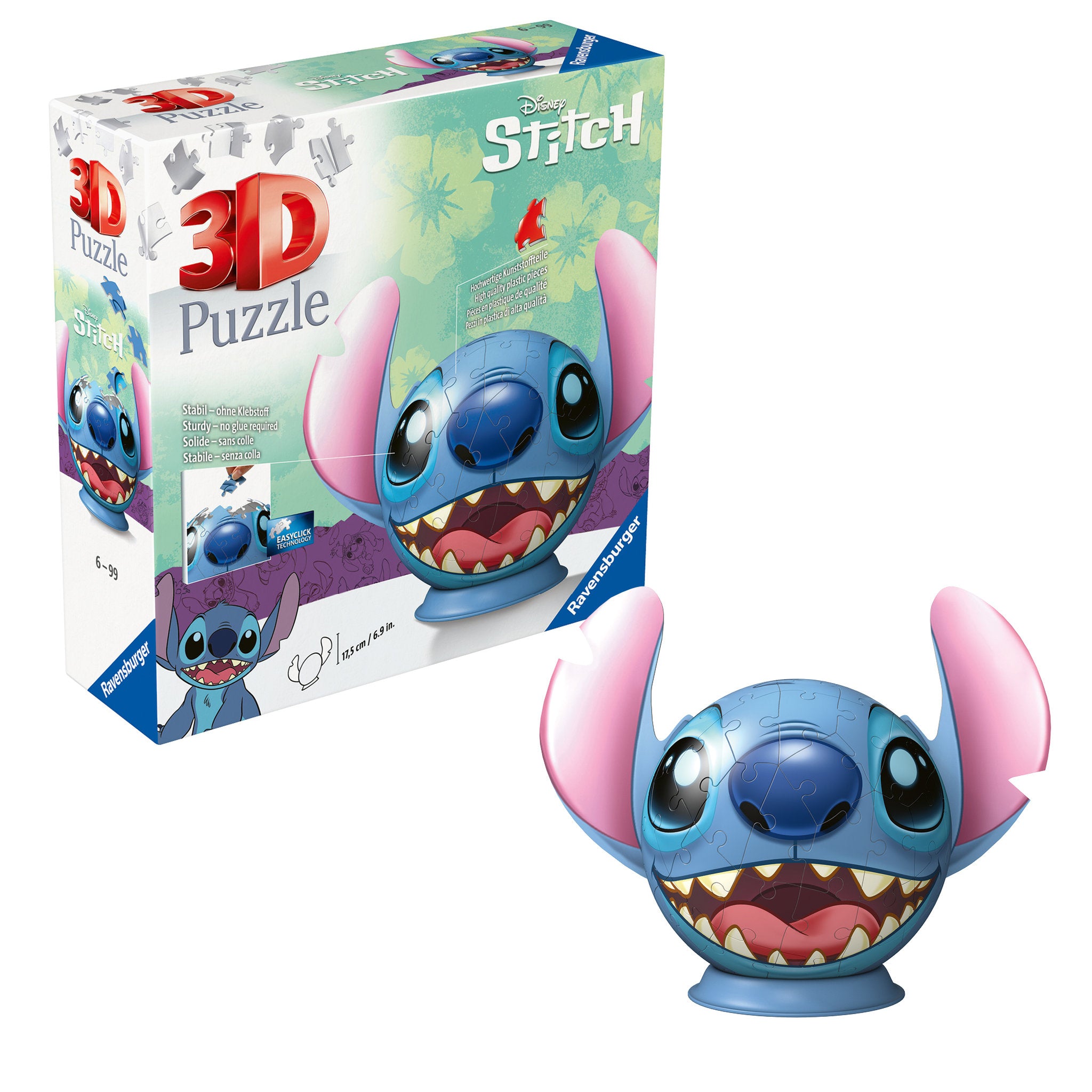 Ravensburger Disney Stitch 3D Puzzleball Stitch with Ears 72 Pieces