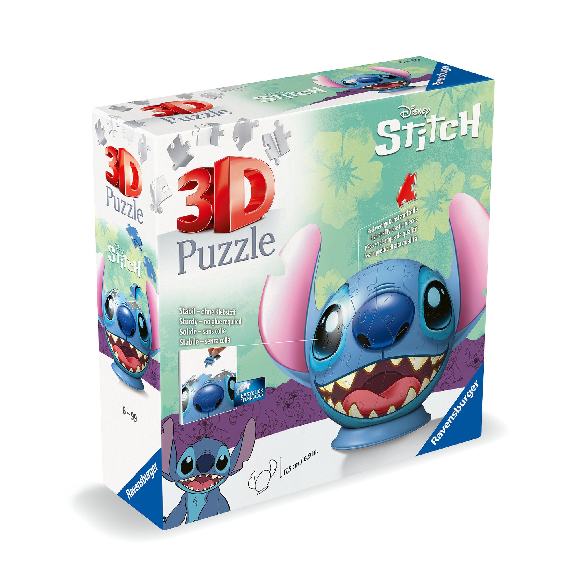Ravensburger Disney Stitch 3D Puzzleball Stitch with Ears 72 Pieces