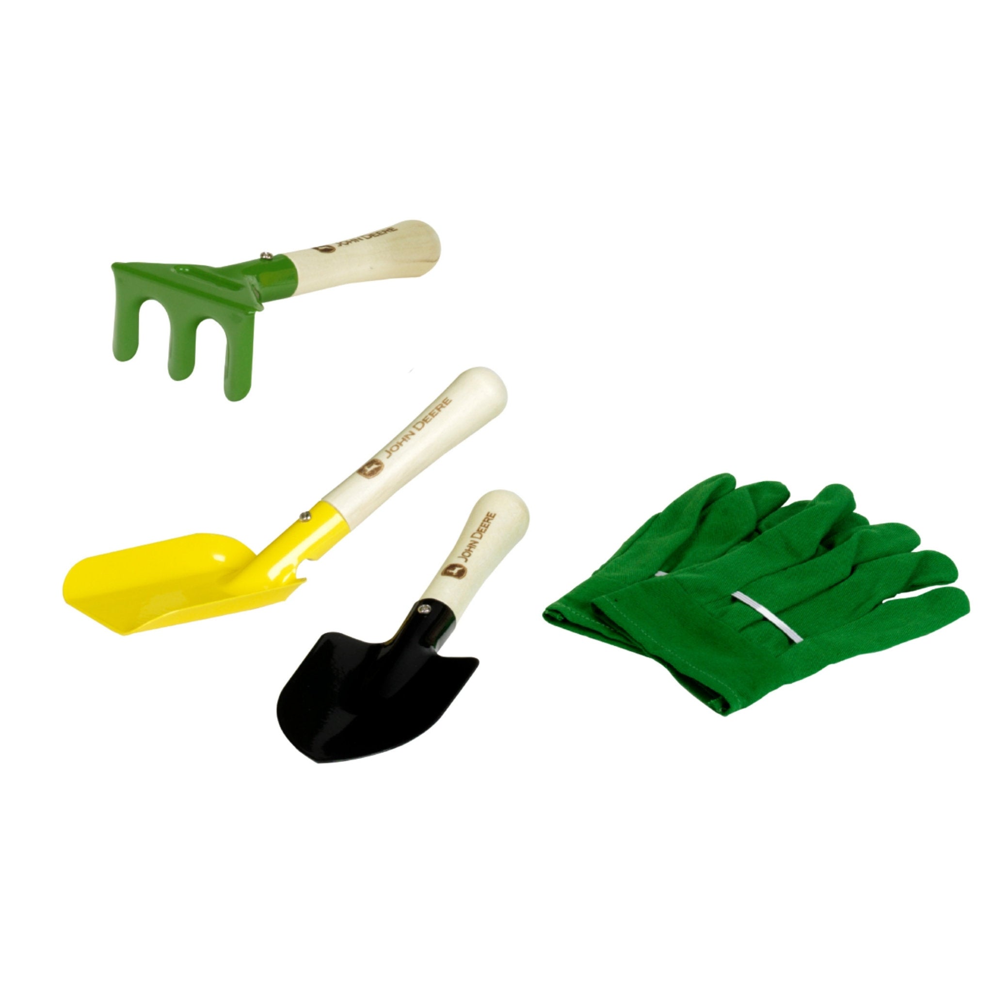 John Deere Metal Wheelbarrow with Garden Accessories