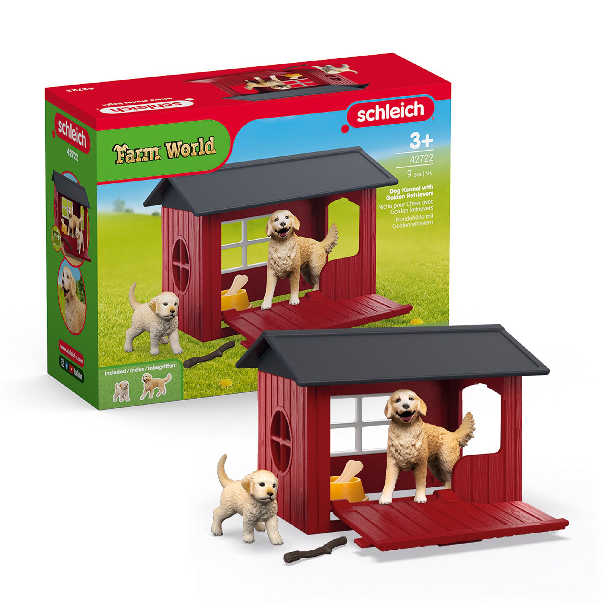 Schleich Dog Kennel with Golden Retrievers