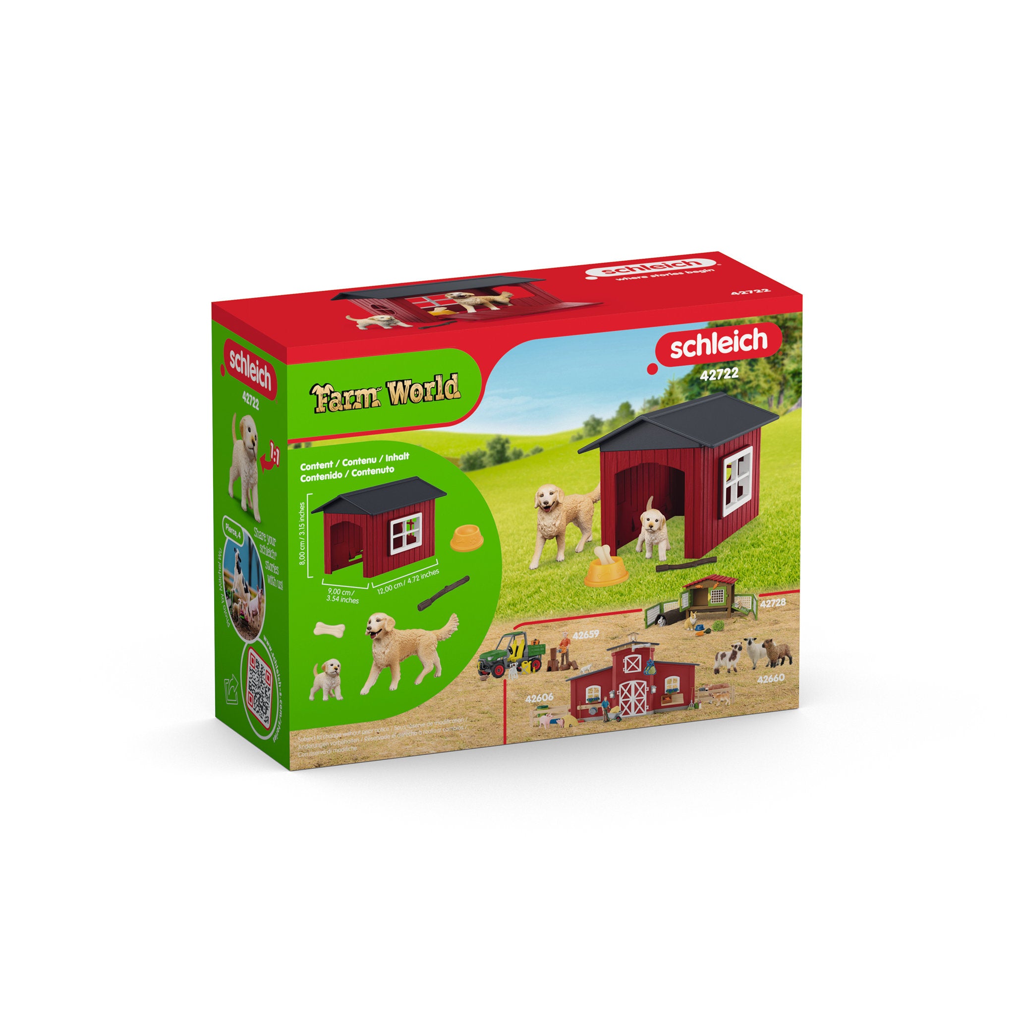 Schleich Dog Kennel with Golden Retrievers Set