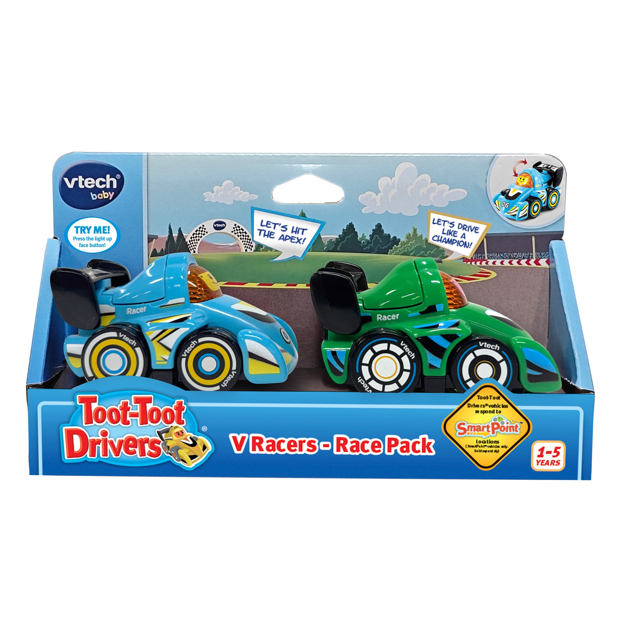 VTech Toot Toot Drivers V Racers Light Blue and Green 2 Pack