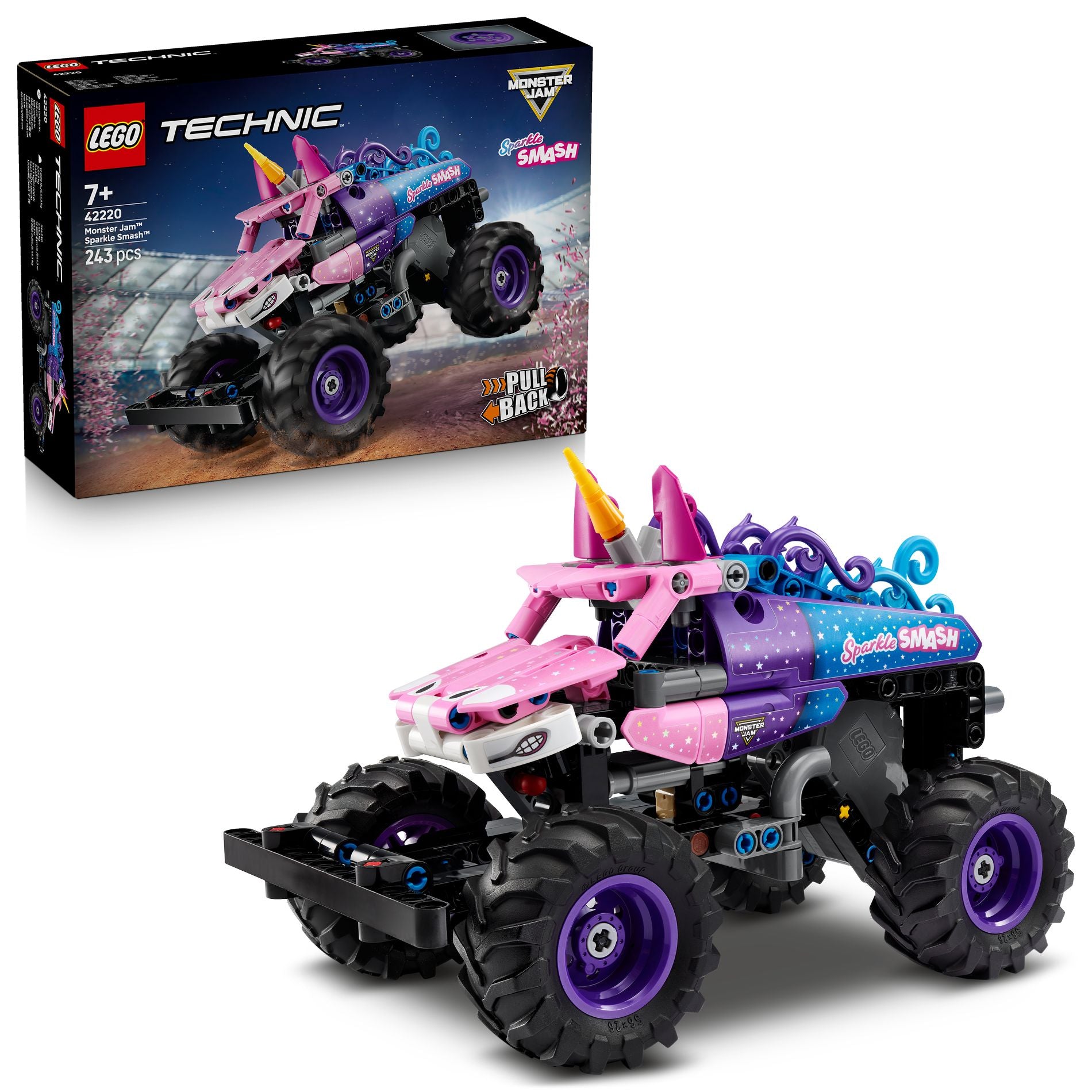 LEGO 42220 Technic Monster Jam  Sparkle Smash Pull-Back - Toyworld Australia
