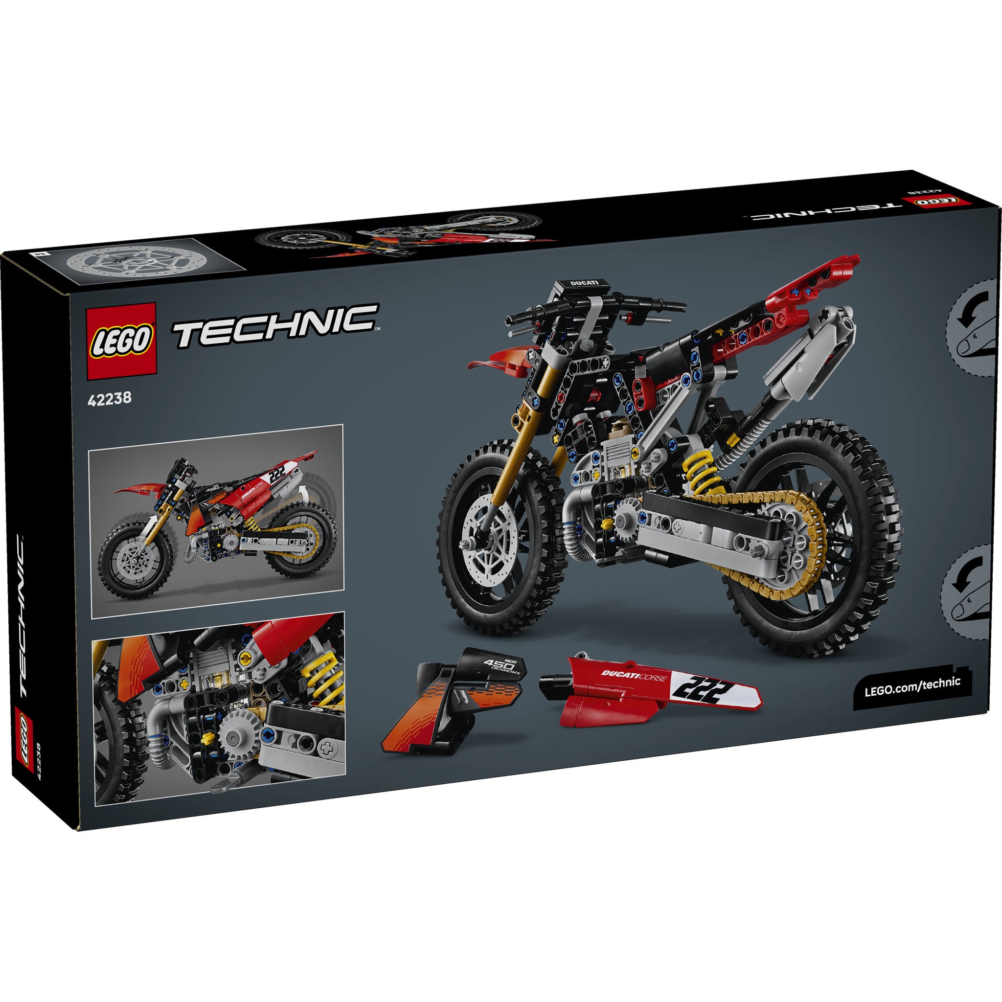 LEGO 42238 Technic Ducati Desmo450 MX Factory Motorcycle