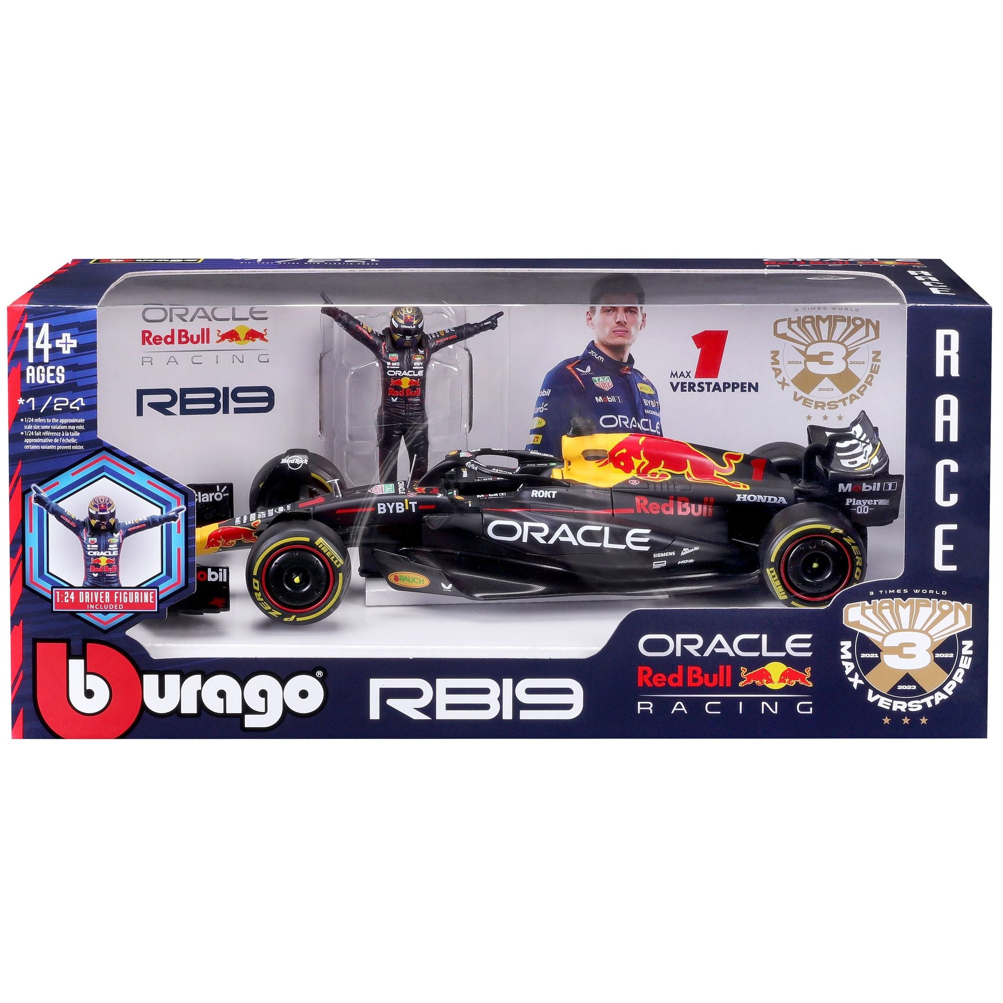 Bburago 1:24 F1 Oracle Red Bull RB19 2023 #1 Versteppen With Driver Figure