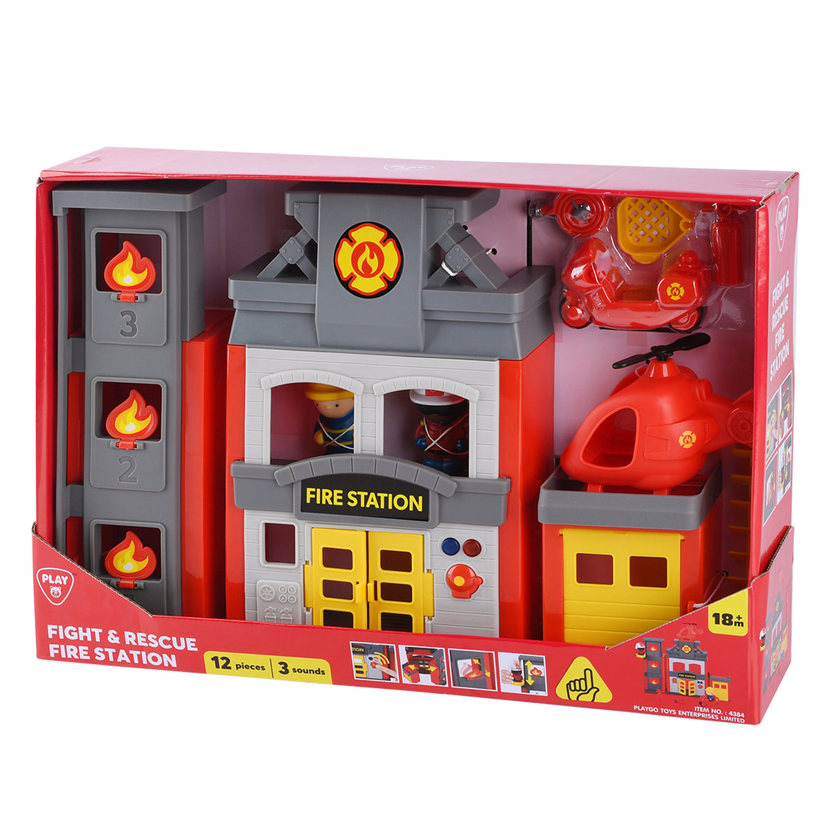 Playgo Flight & Rescue Fire Station Playset 12 Pieces