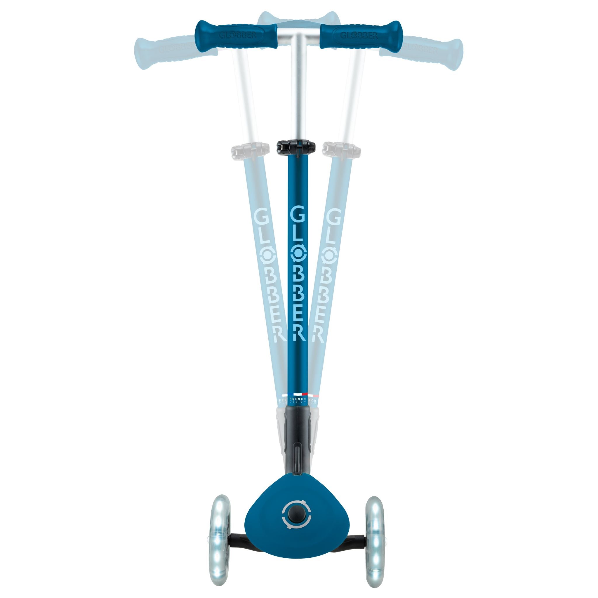 Globber Primo Fold Plus Lights Scooter V2 - Petrol Blue/Light Blue