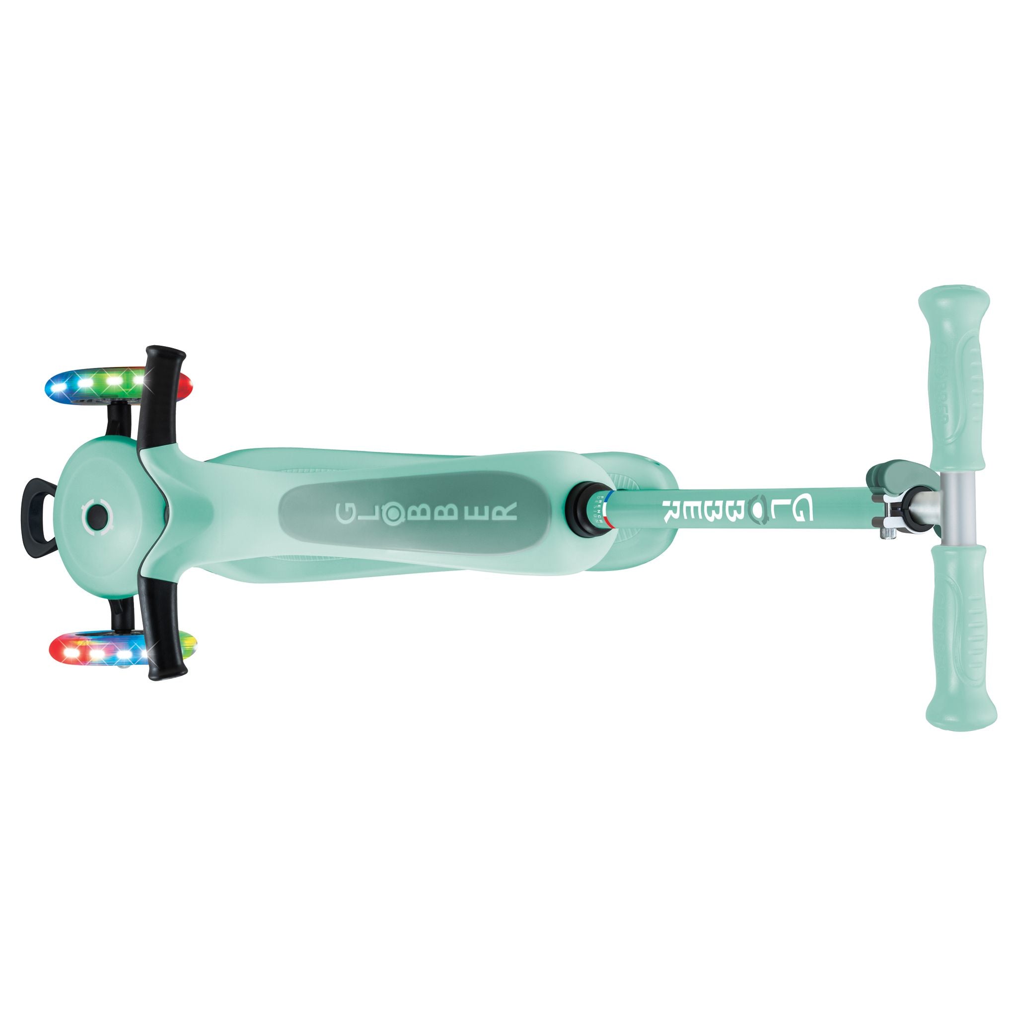 Globber Go Up Sporty Lights Scooter/Ride On With Stabilizer - Mint