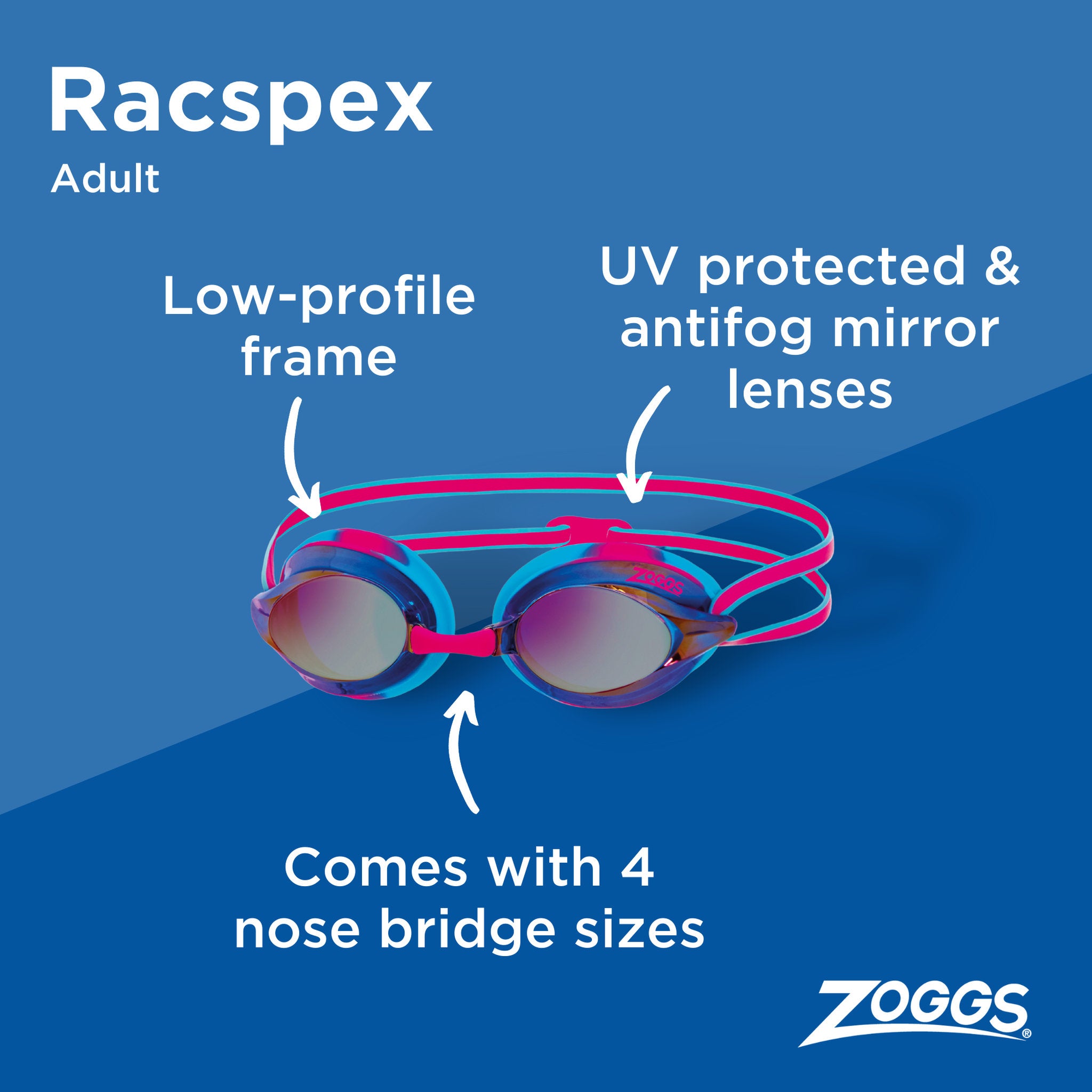Zoggs Racspex Rainbow Mirror Goggles Assorted Styles
