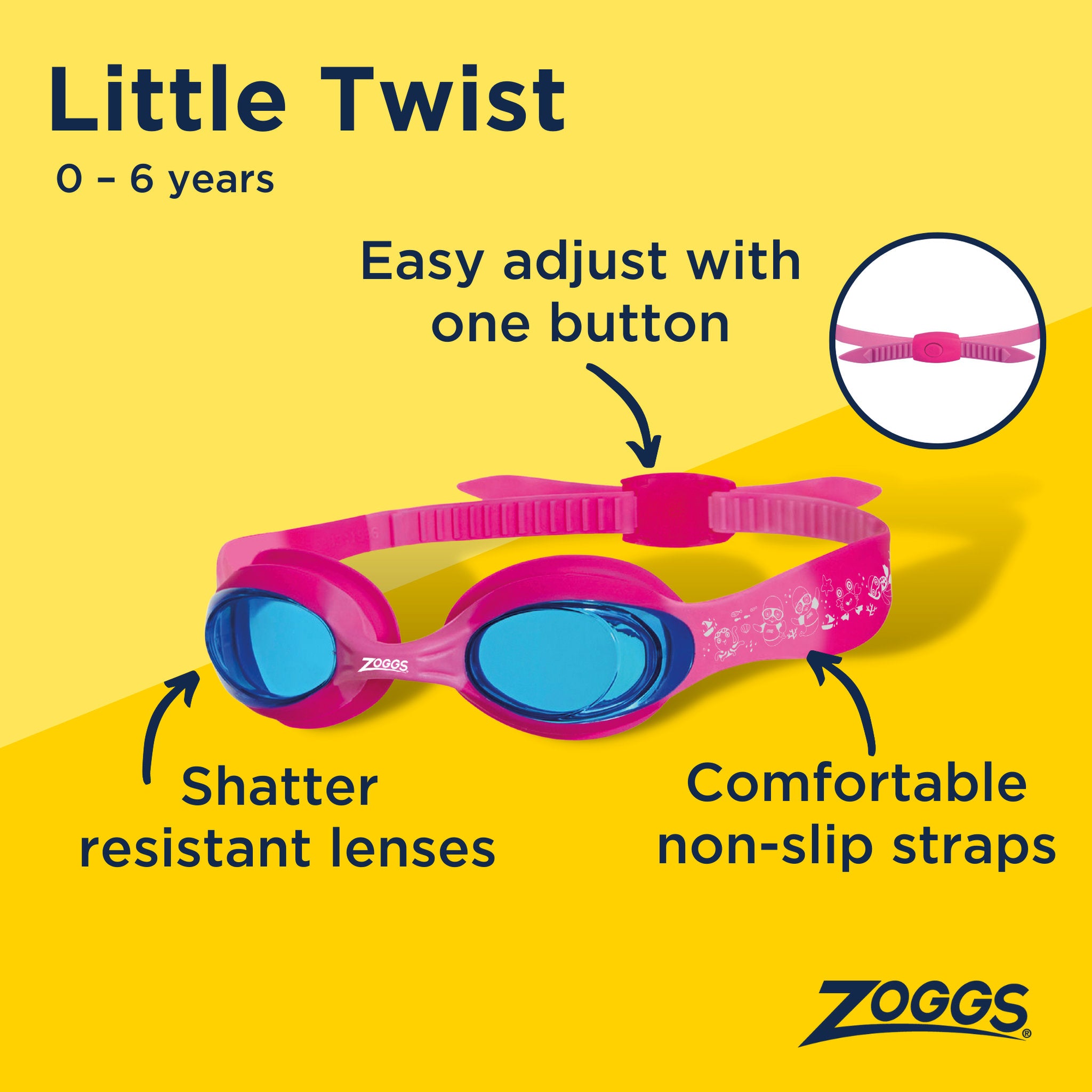 Zoggs Little Twist Pink/Pink/Tint Blue Goggles - Toyworld Australia