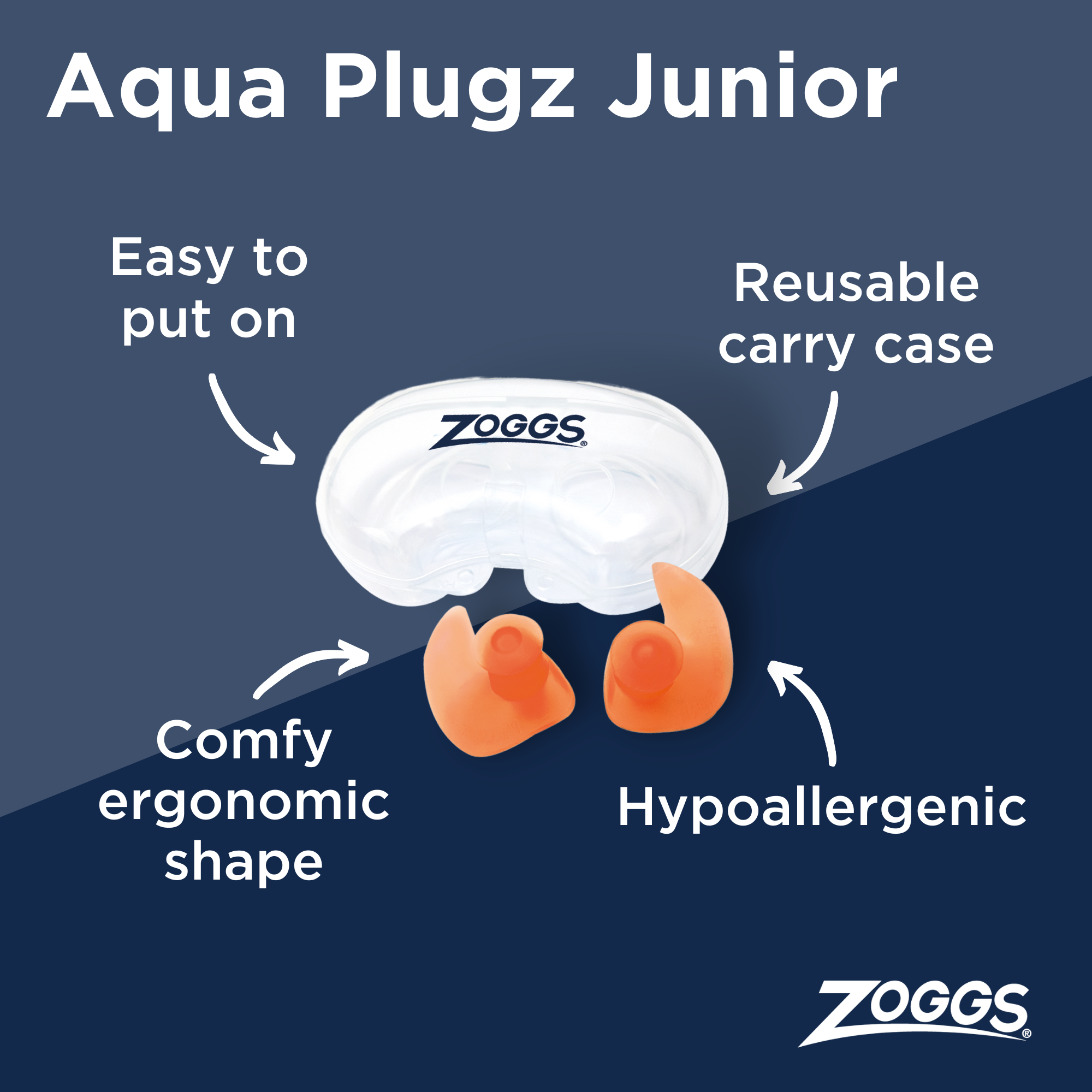 Zoggs Aqua-Plugz Ear Plugs - Junior Orange
