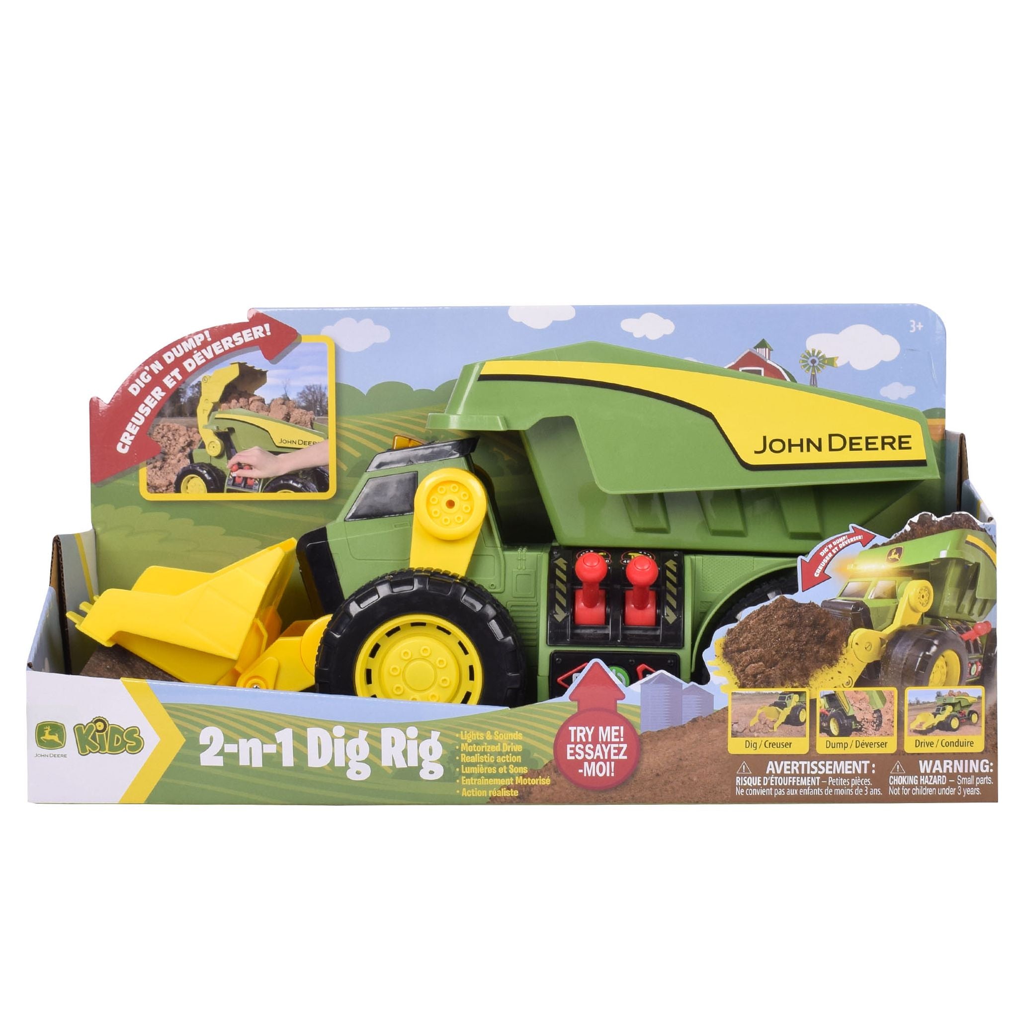John Energy Rig John Deere 3 in 1 Dig Rig Motorised with Lights & Sounds – Toyworld ...