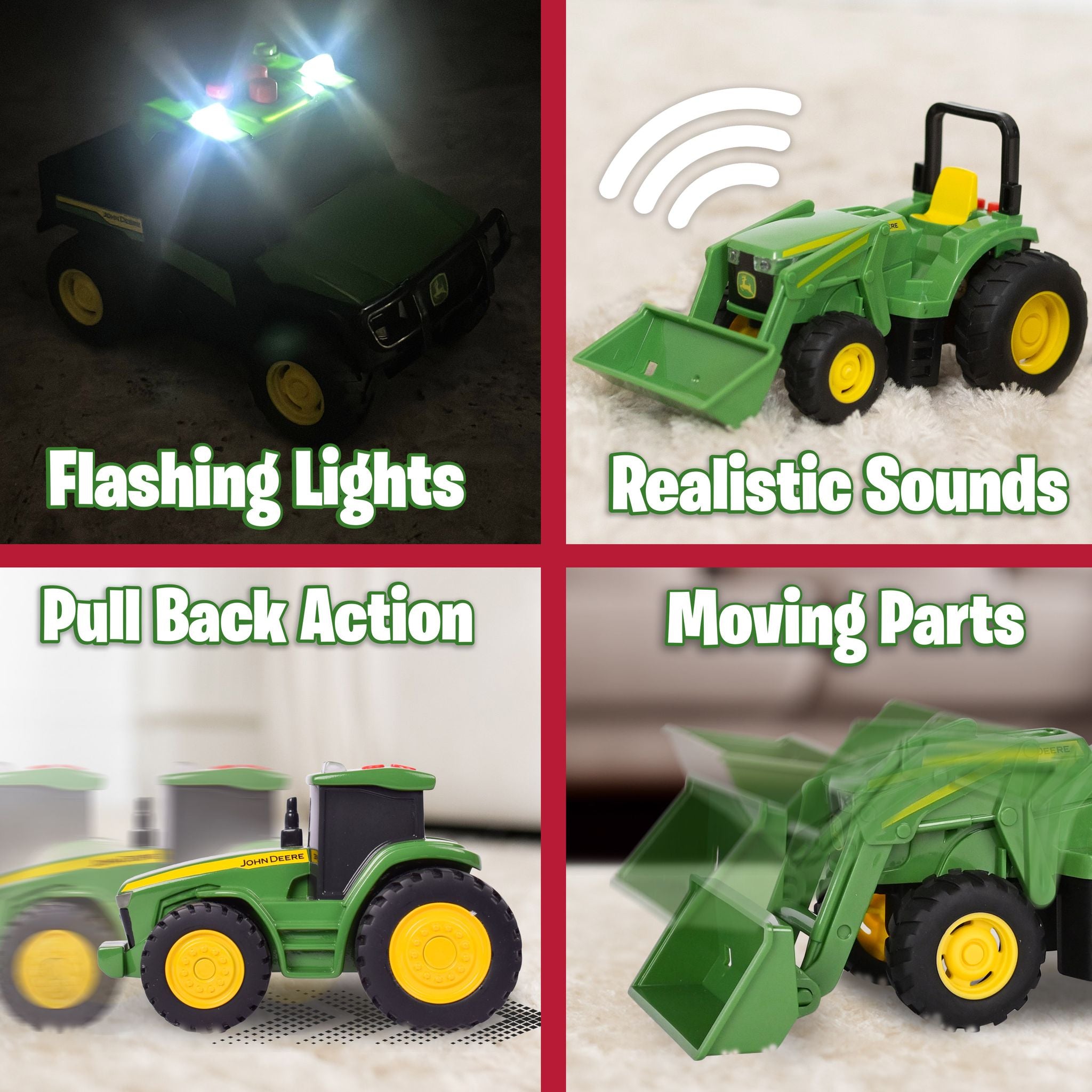 John Deere Lights & Sound Mini Tractor 3 Pack