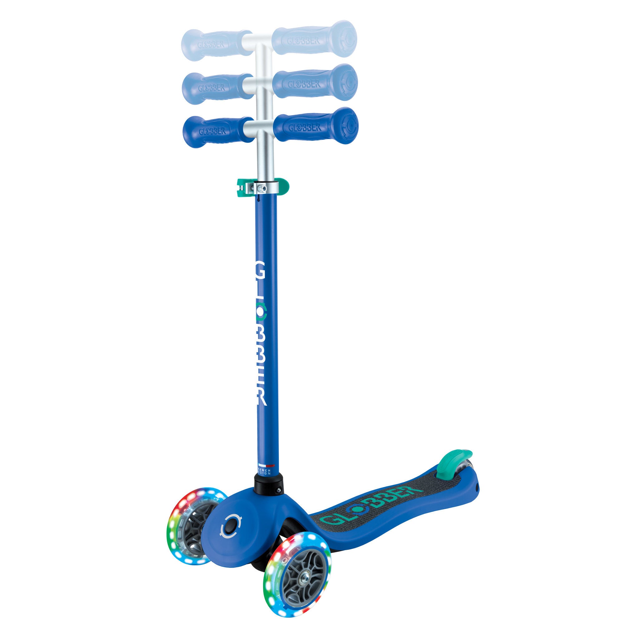 Globber Primo Light Up Scooter  - Navy Blue/Emerald Green