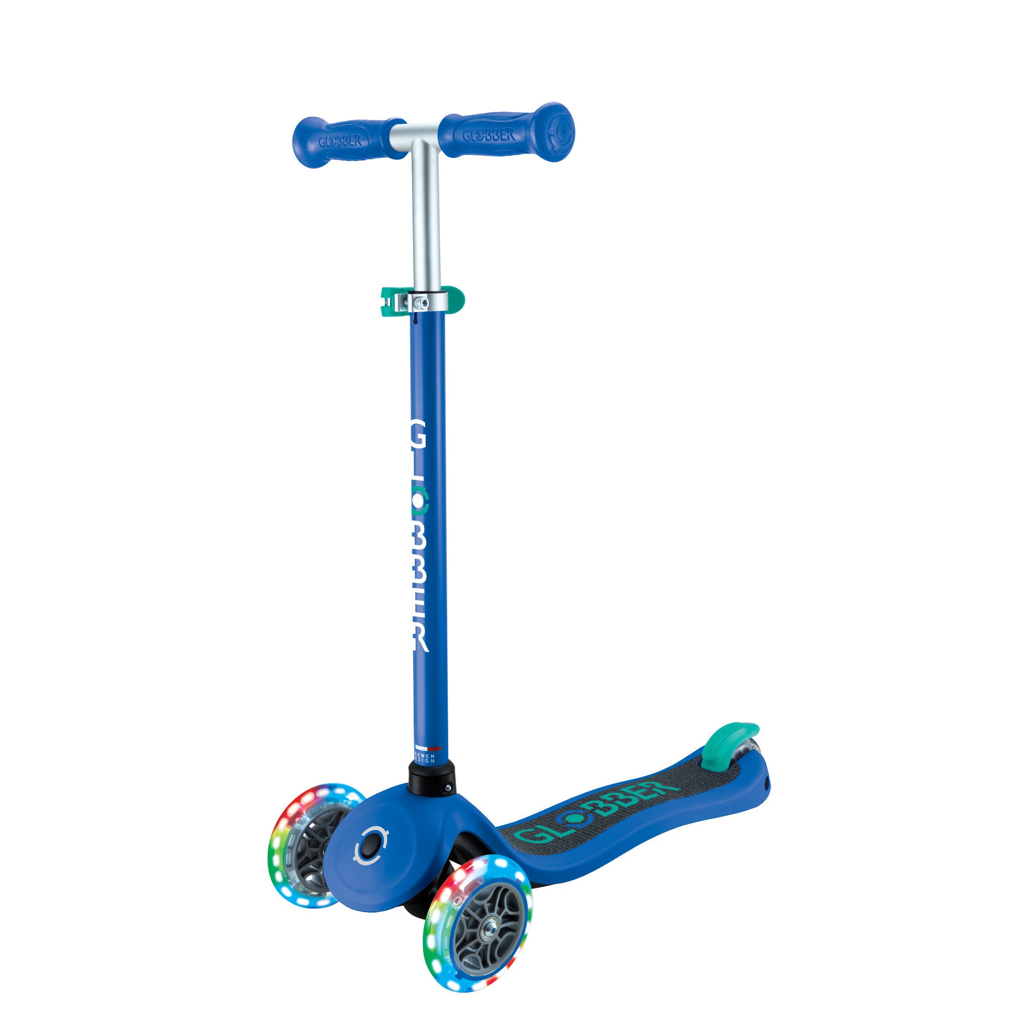 Globber Primo Light Up Scooter  - Navy Blue/Emerald Green
