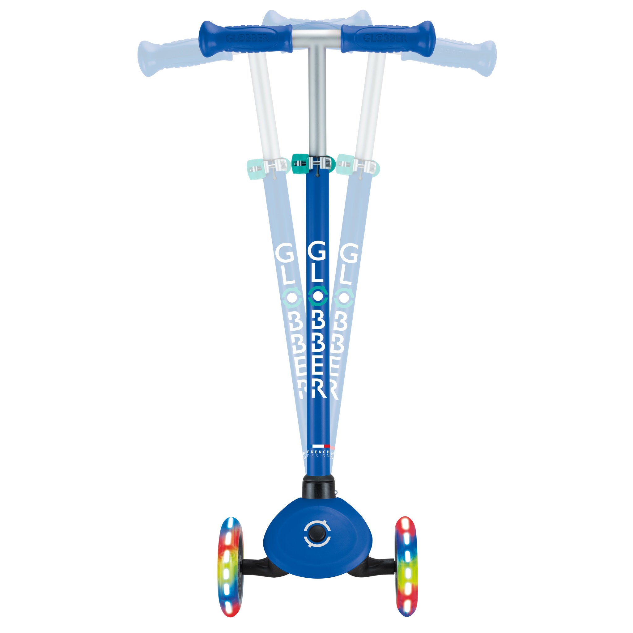 Globber Primo Light Up Scooter  - Navy Blue/Emerald Green