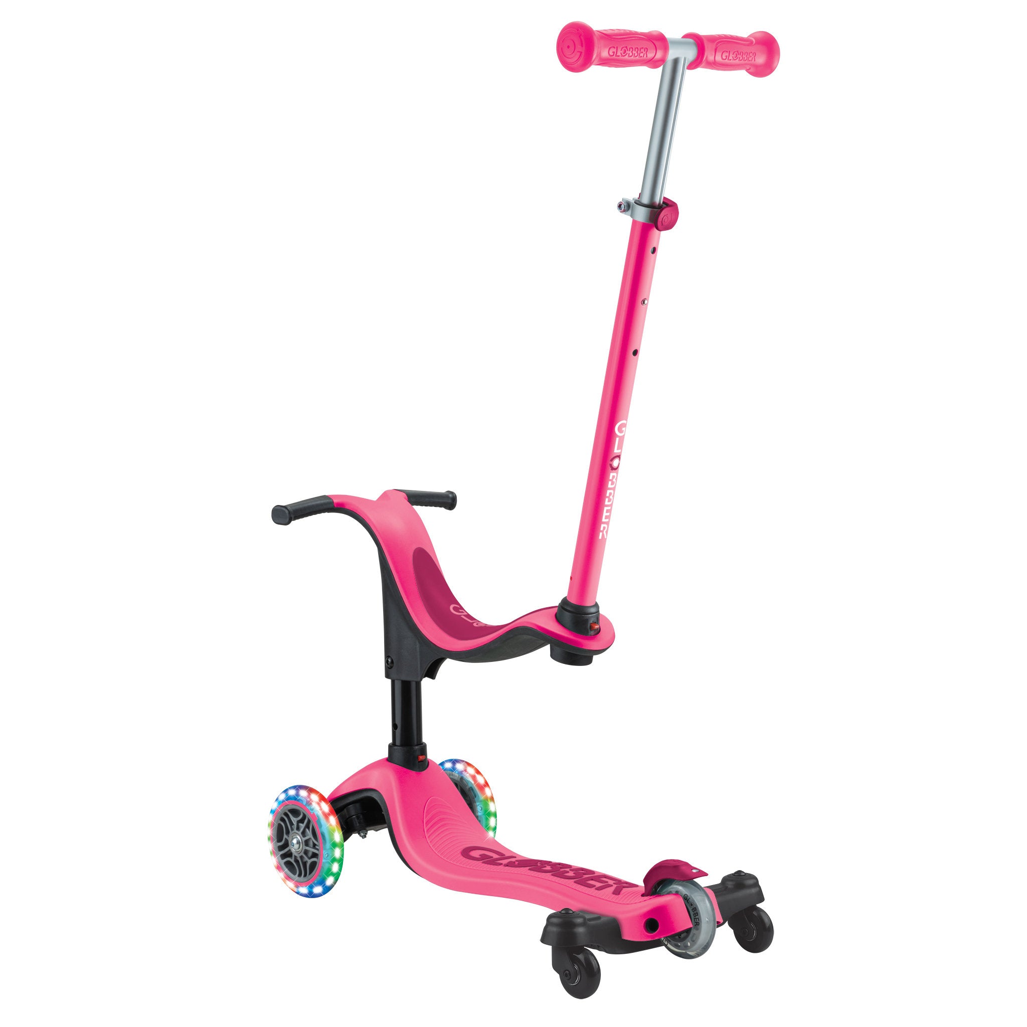 Globber Go-Up Sporty Scooter Light-Up - Fuchsia Pink