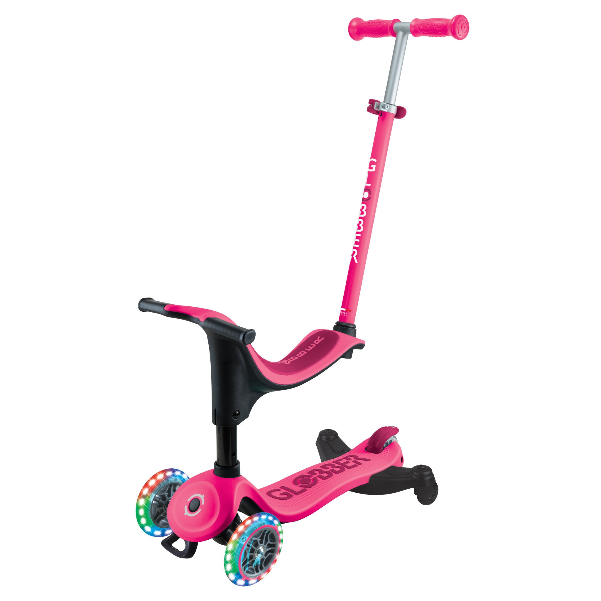 Globber Go-Up Sporty Scooter Light-Up - Fuchsia Pink