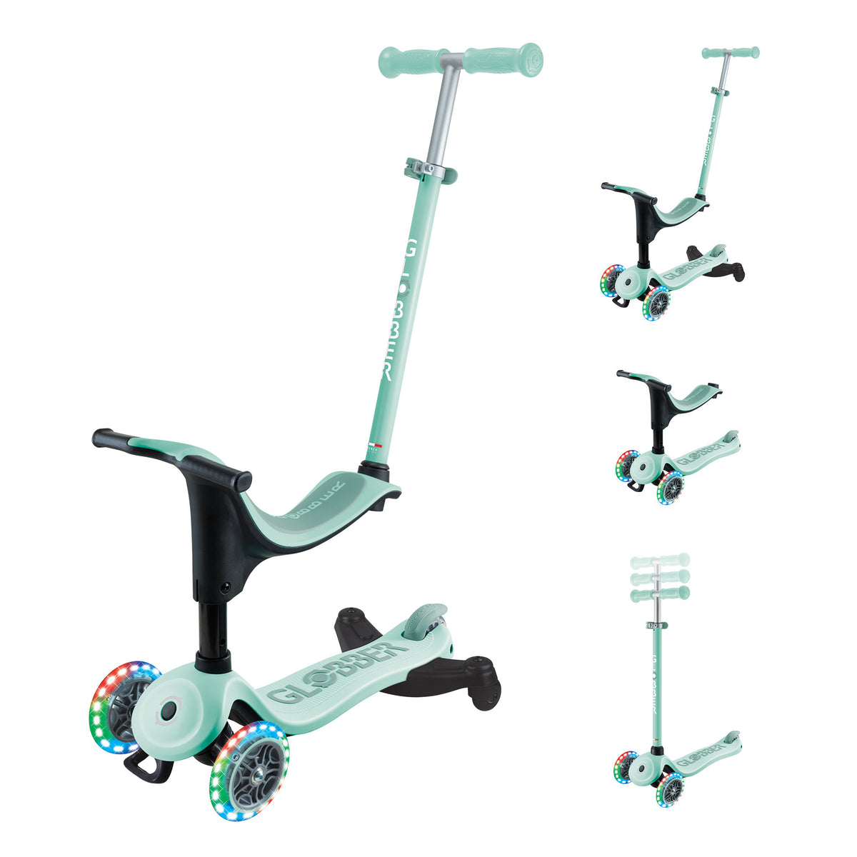 Globber Go Up Sporty Lights 360 Scooter - Mint/Pistachio