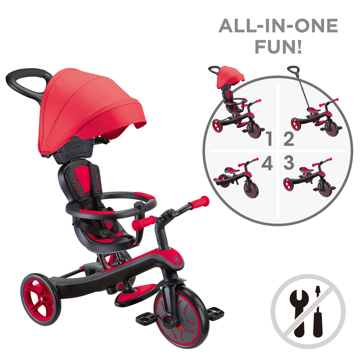 Globber Explorer Trike 4 In 1 - Red