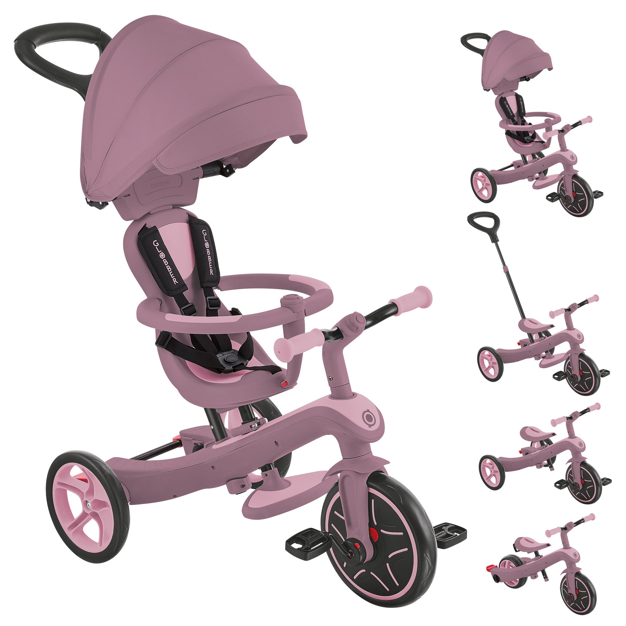 Globber Explorer Trike 4in1 Ecologic Stroller - Berry