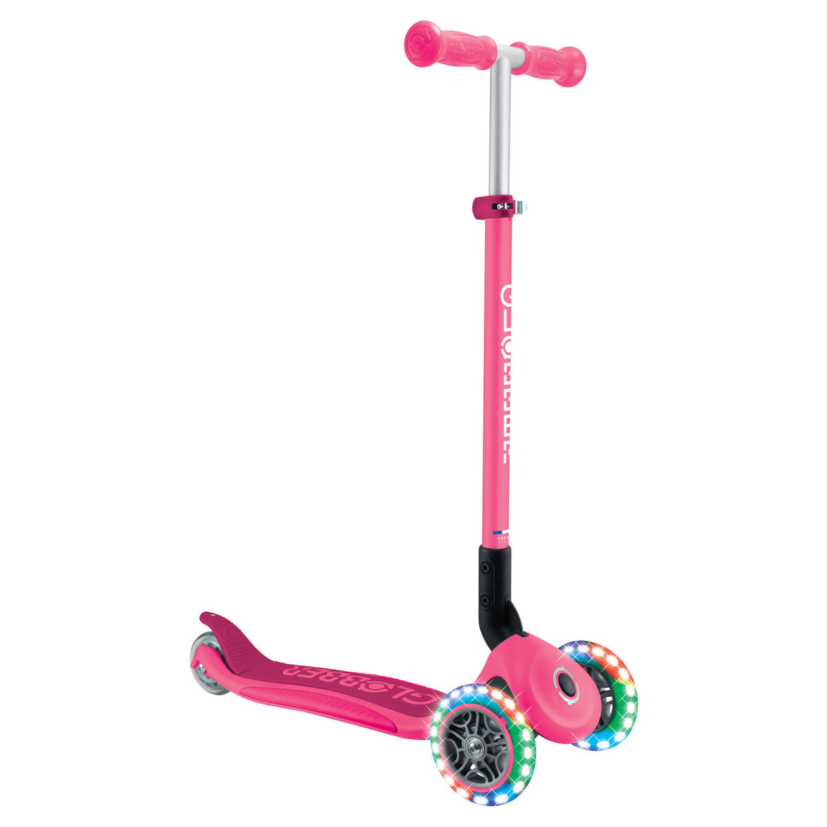 Globber Primo Foldable Lights Scooter - Fuchsia
