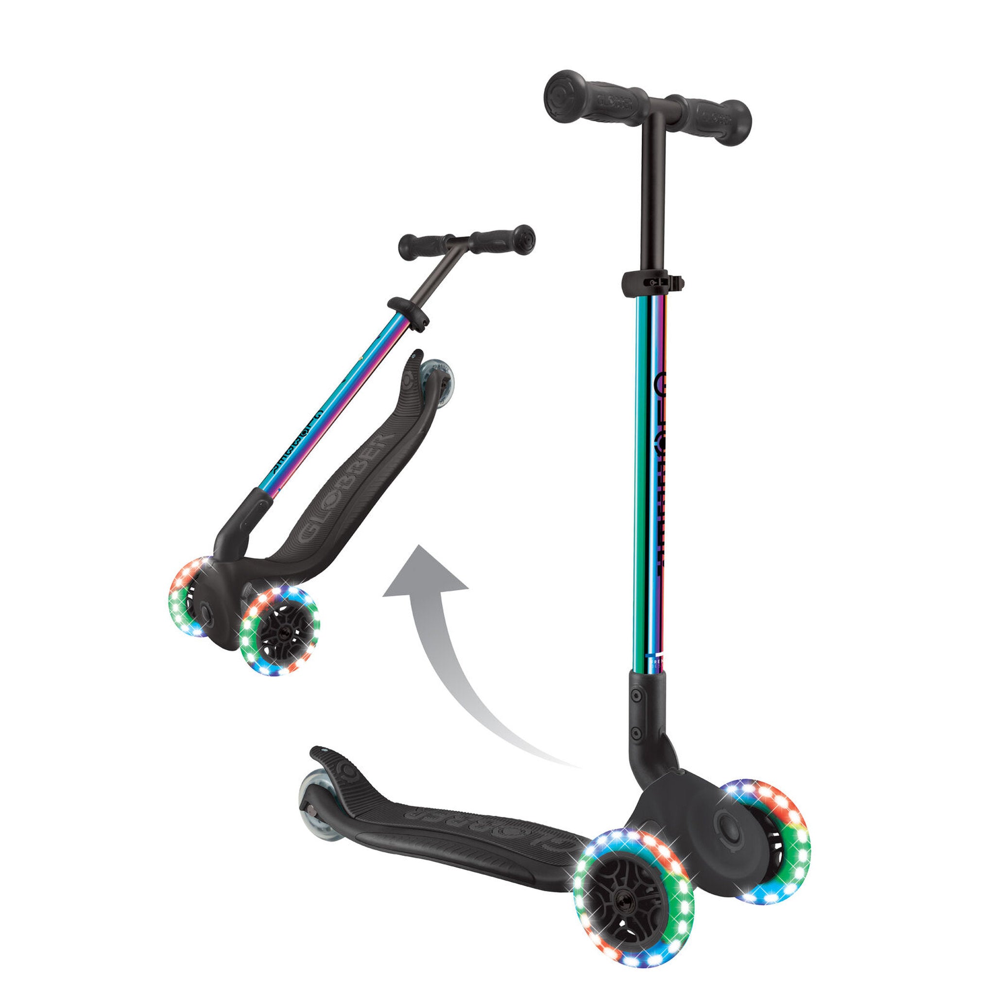 Globber Primo Foldable Lights Scooter - Neochrome