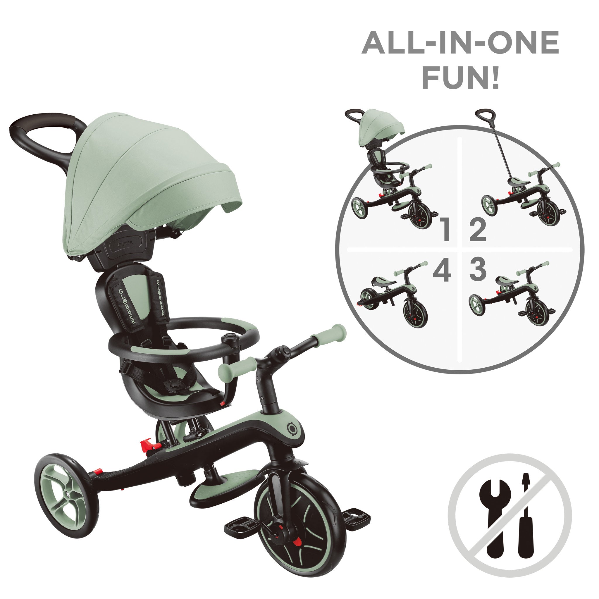 Globber Explorer Trike 4 In 1 Sage