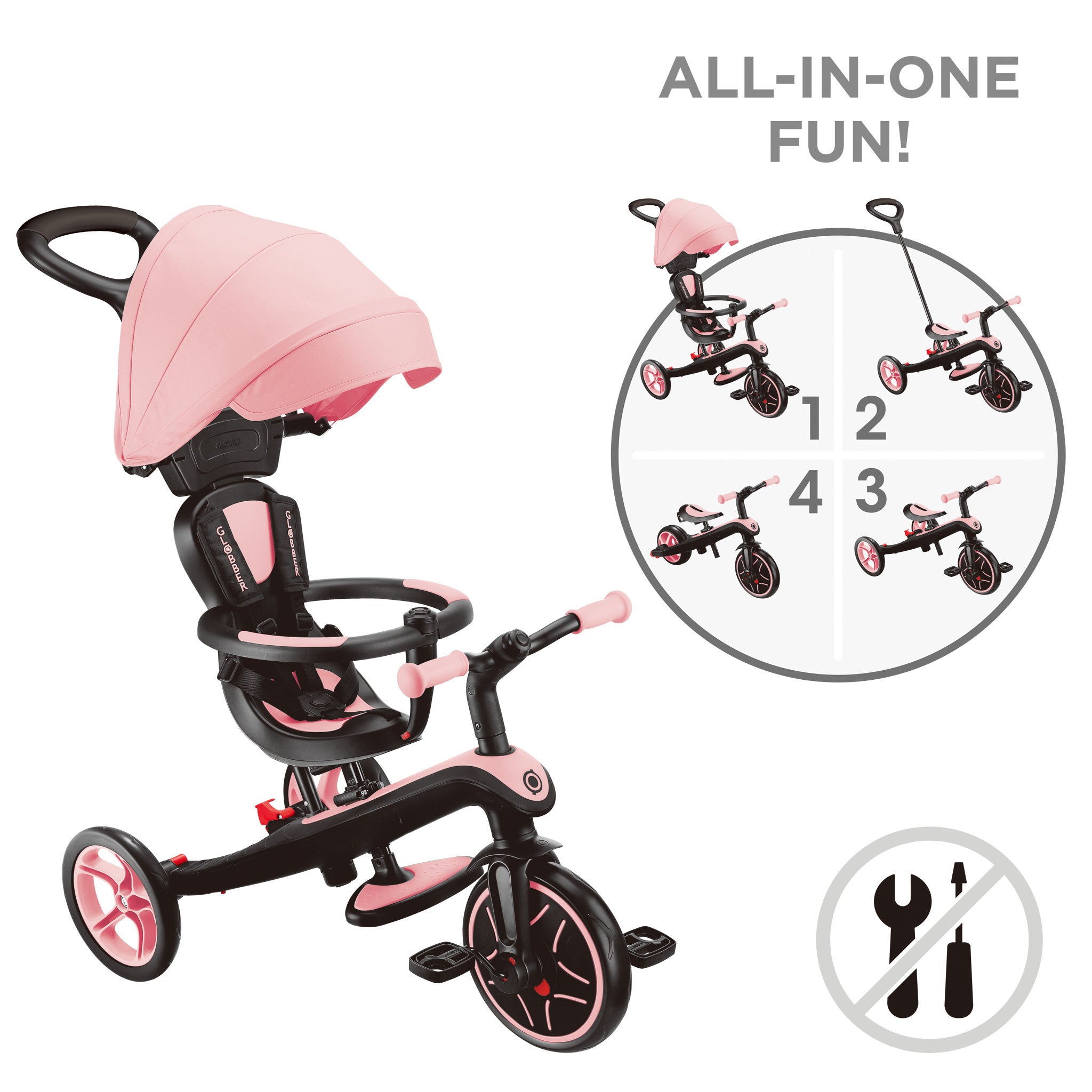 Globber Explorer Trike 4 In 1 Pink