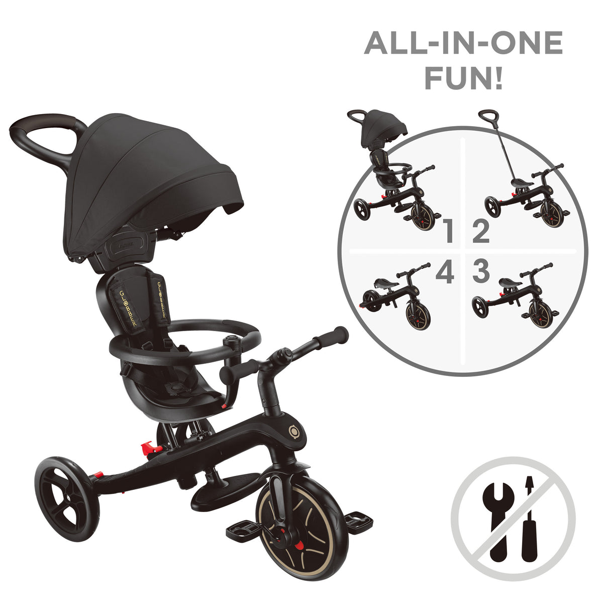 Globber Explorer Trike 4 In 1 - Black