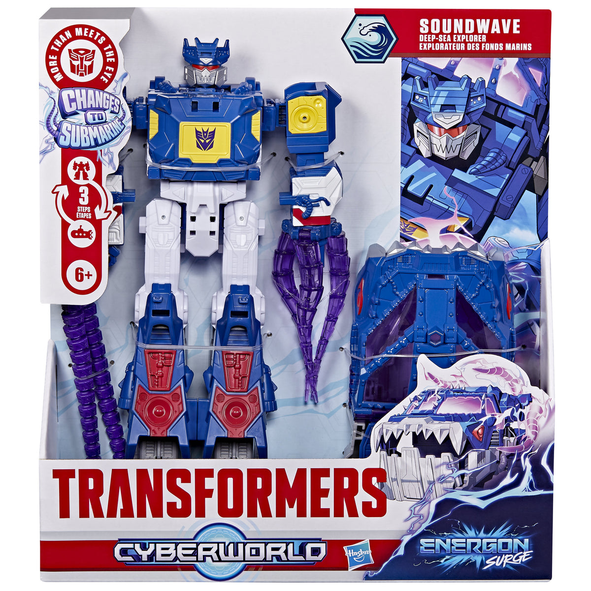 Transformers Cyberworld 9 Inch Changes to Submarine Energon Surge Figure - Soundwave