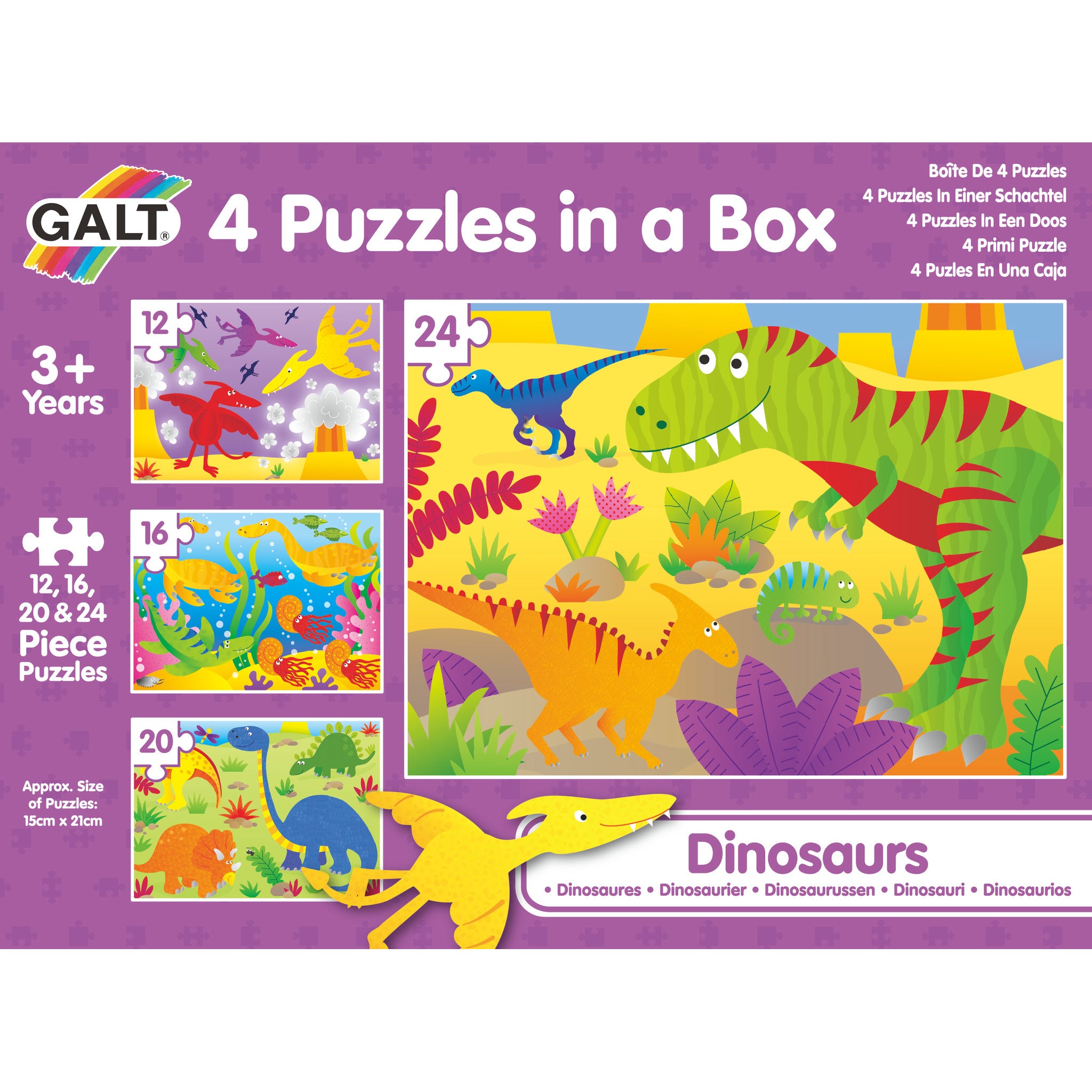 GALT 4 Puzzles In A Box - Dinosaurs