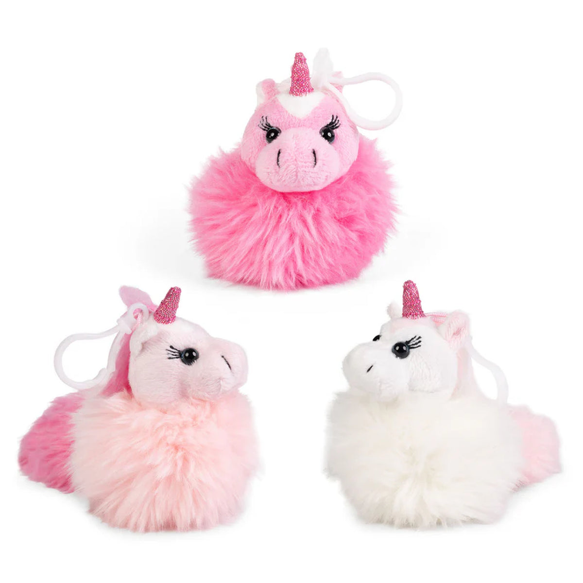 Living Nature 5 Inch Plush Clips Pom Pom Unicorn Assorted Styles