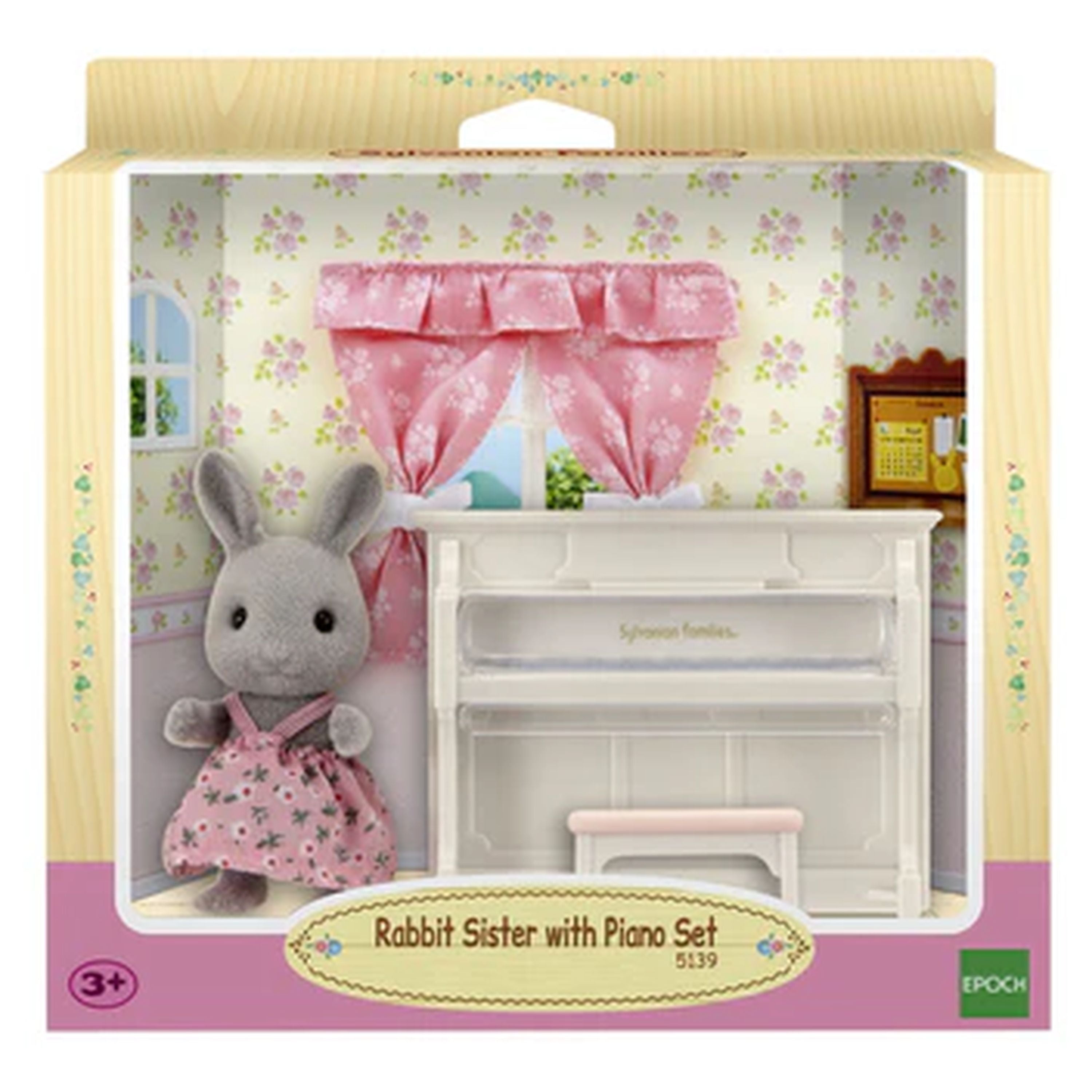 Sylvanian Families Rabbit Sister With Piano Set