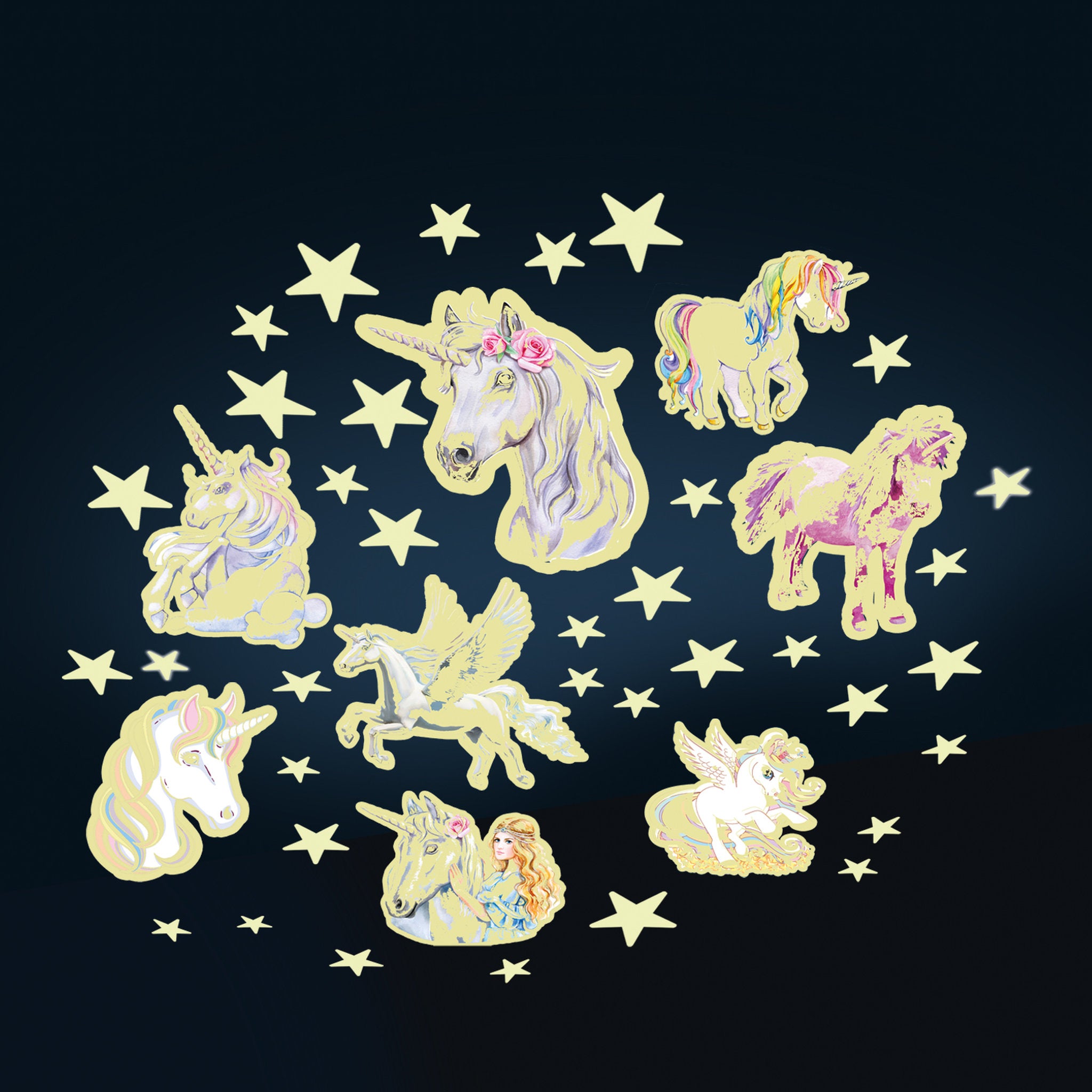 The Original Glow Stars 8 Unicorns & 35 Stars