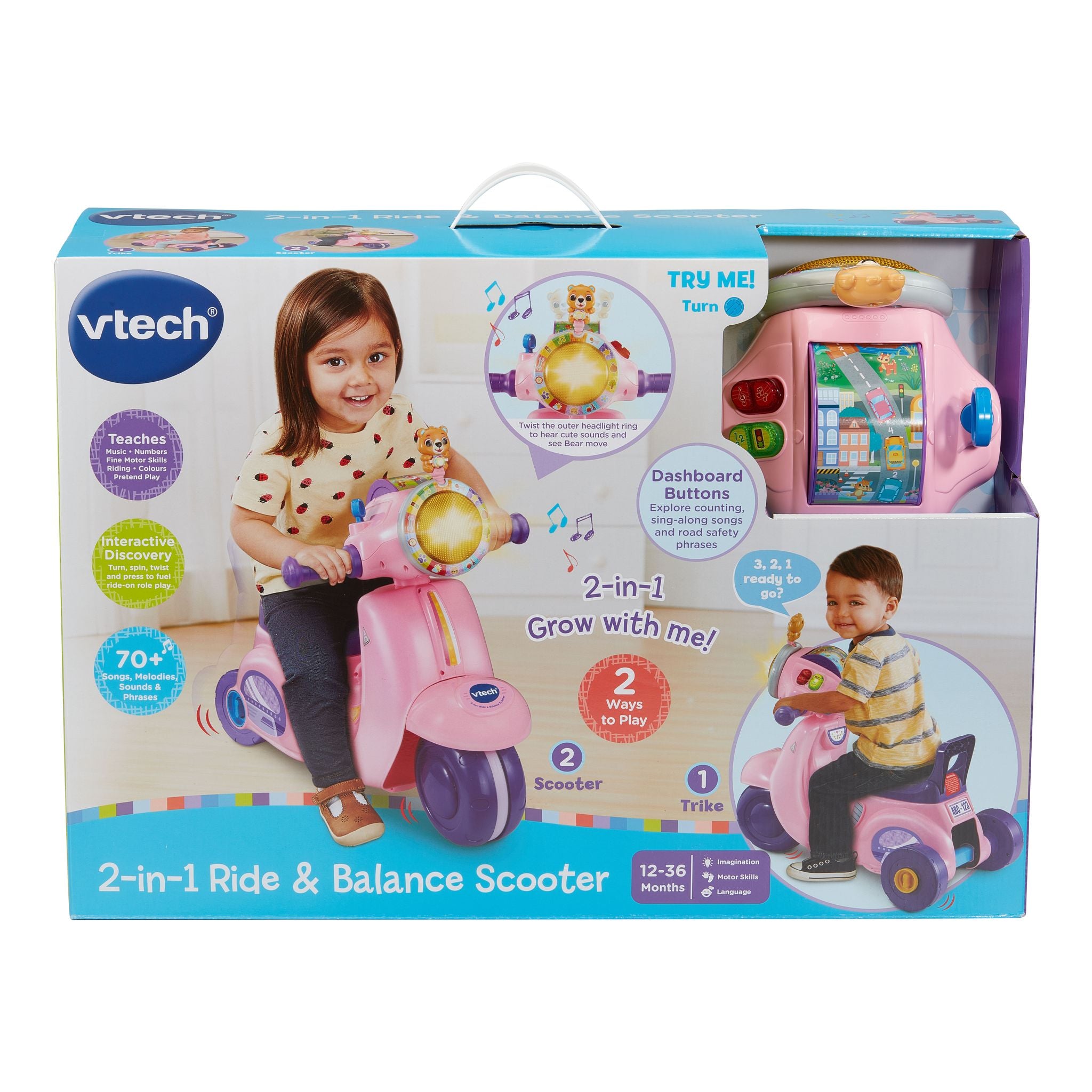 VTech 2-In-1 Ride & Balance Scooter - Pink