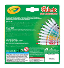 CRAYOLA FINE LINE FABRIC MARKERS 10 PACK