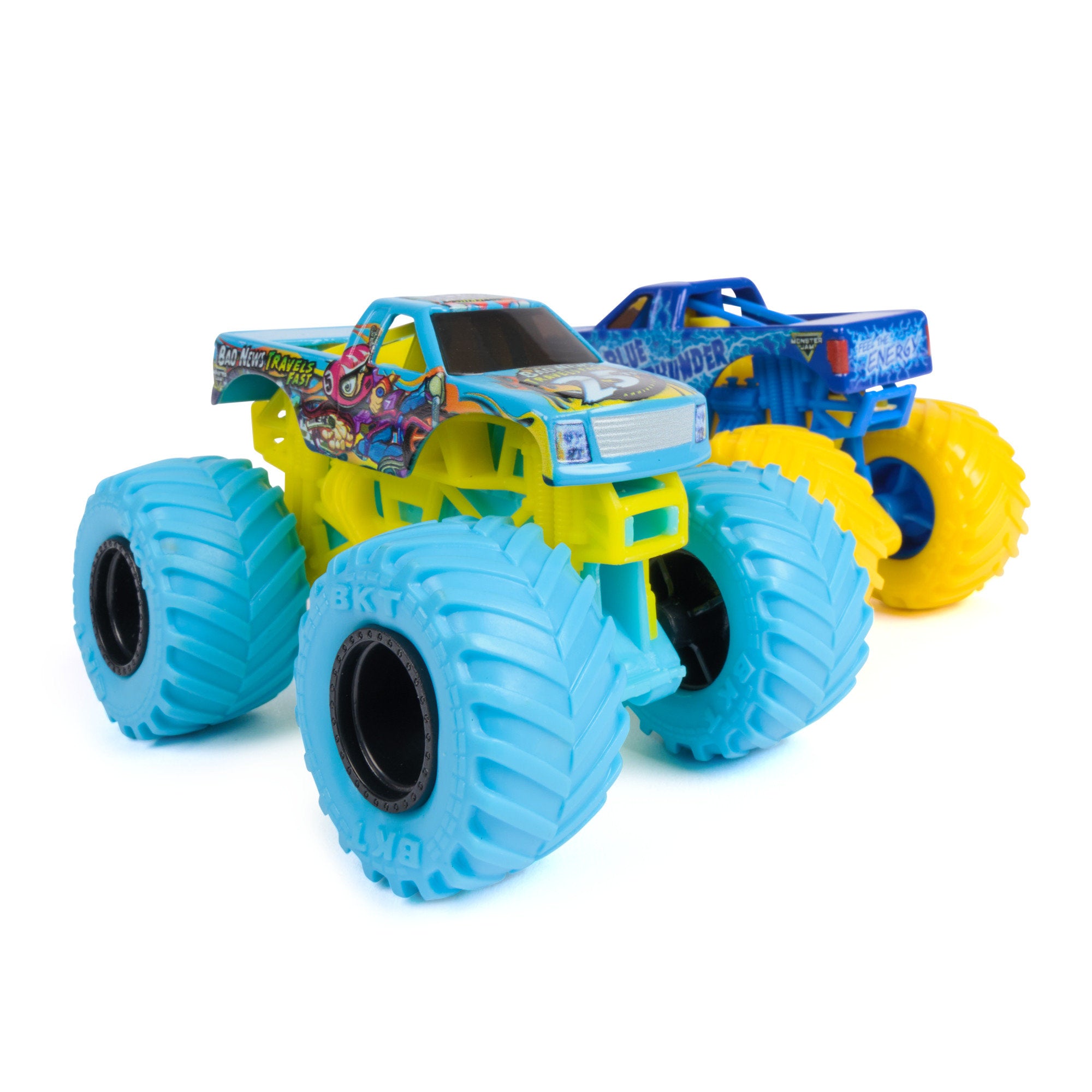 Monster Jam 1:64 Die-Cast Series 33 Blue Thunder Vs Bad News Travels Fast 2 Pack