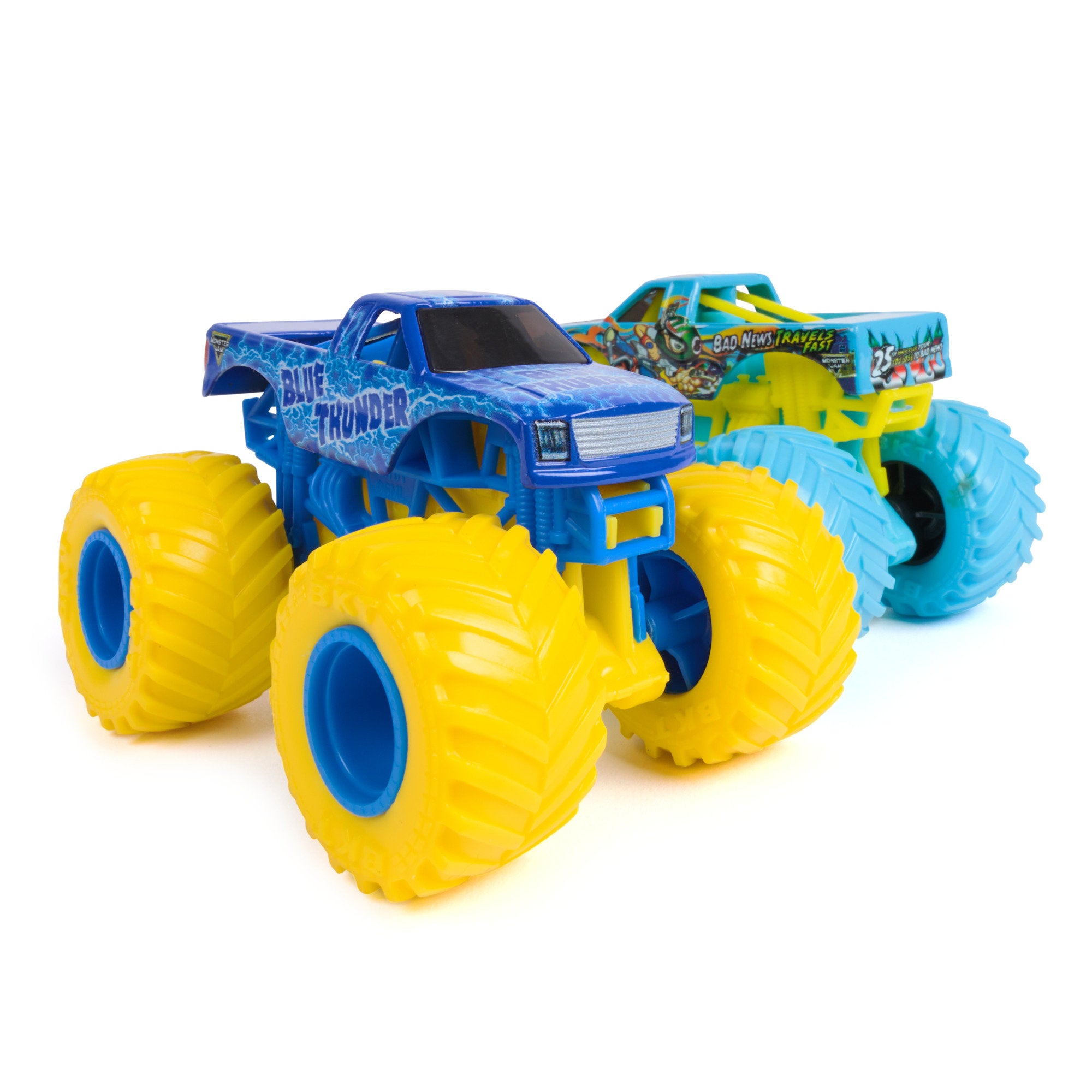 Monster Jam 1:64 Die-Cast Series 33 Blue Thunder Vs Bad News Travels Fast 2 Pack