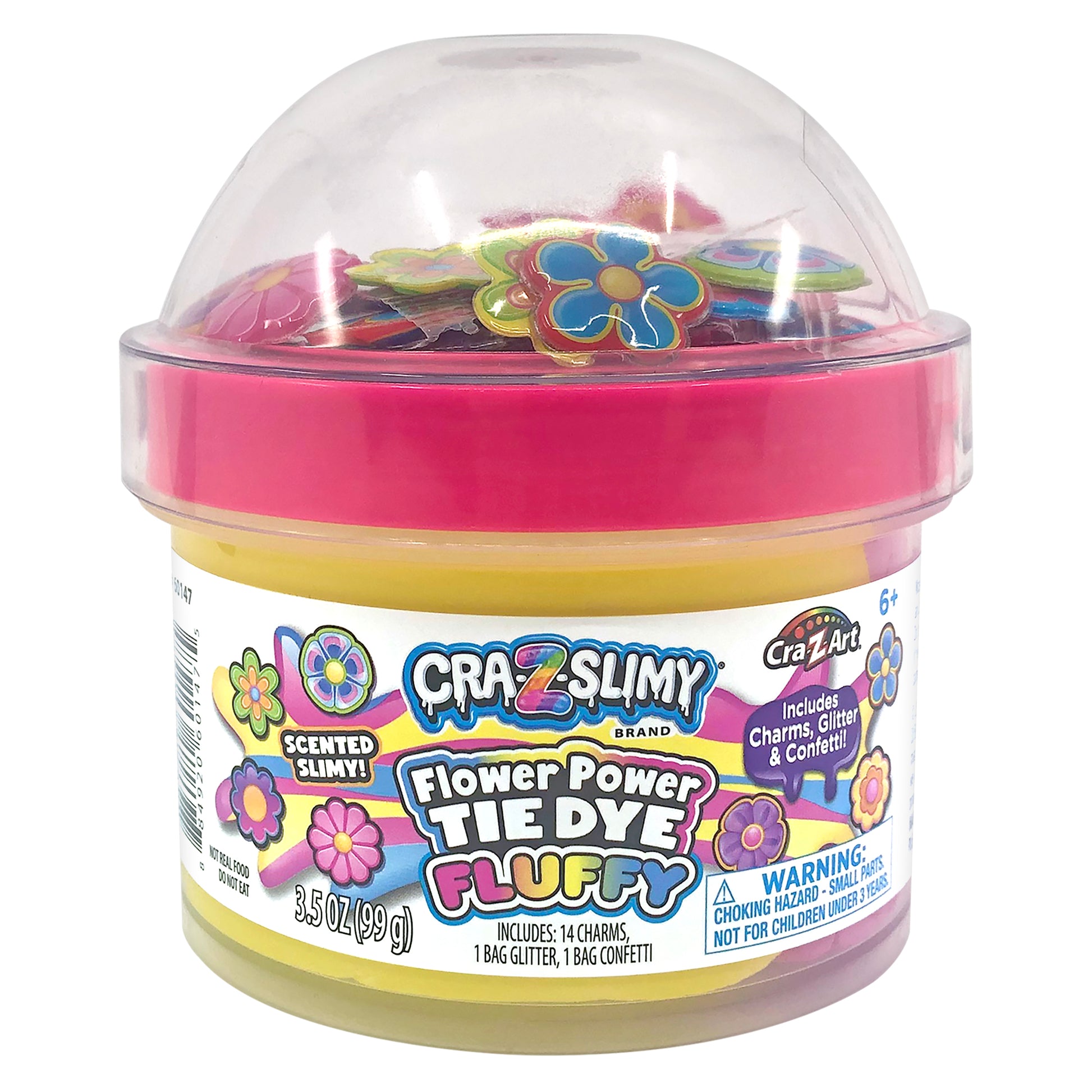 Cra-Z-Slimy Fun Dome Topper Jar - Flower Power Tie Dye Fluffy - Toyworld Australia