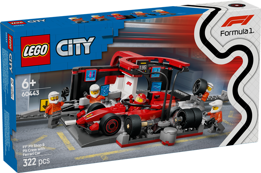 LEGO 60443 City F1 Pit Stop & Pit Crew with Ferrari Car