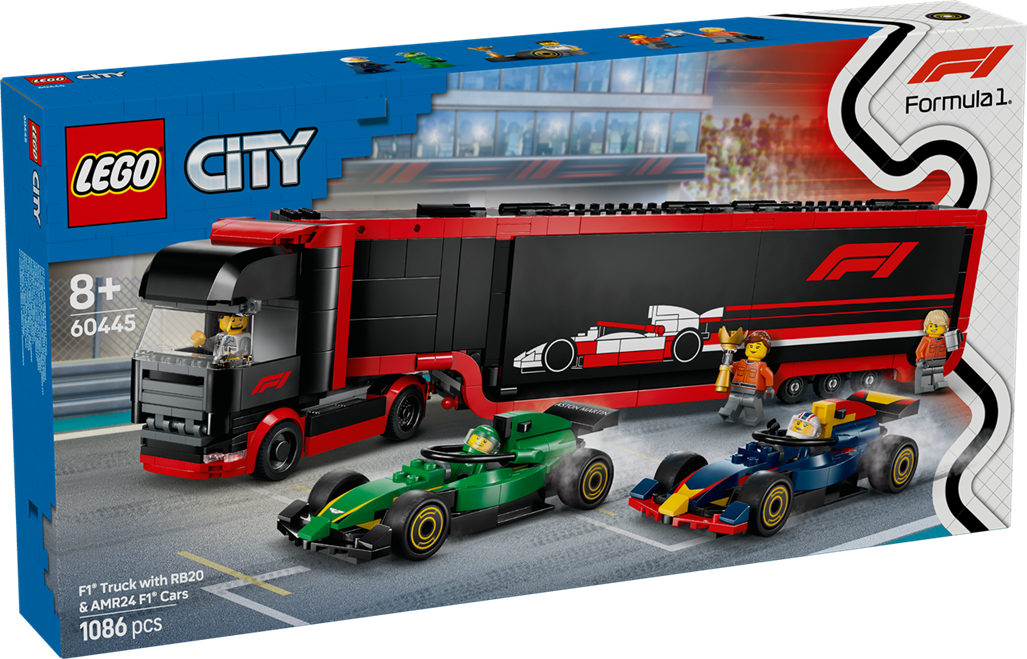LEGO 60445 City F1 Truck with RB20 & AMR24 F1 Cars