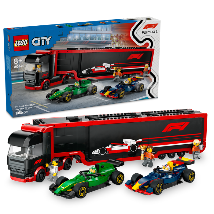 LEGO 60445 City F1 Truck with RB20 & AMR24 F1 Cars