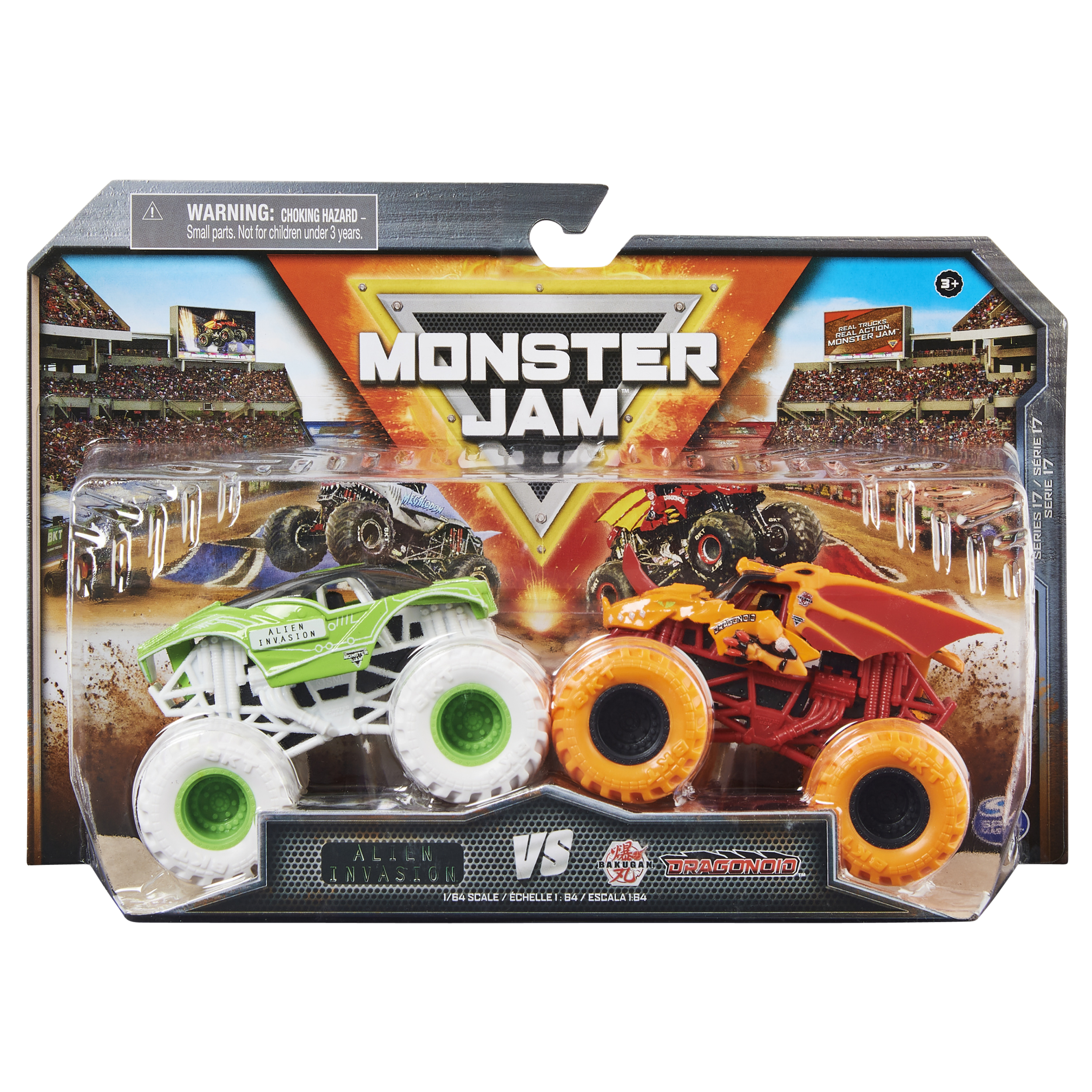 Monster Jam 1:64 2 Pack Alien Invasion vs Dragonoid - Toyworld Australia