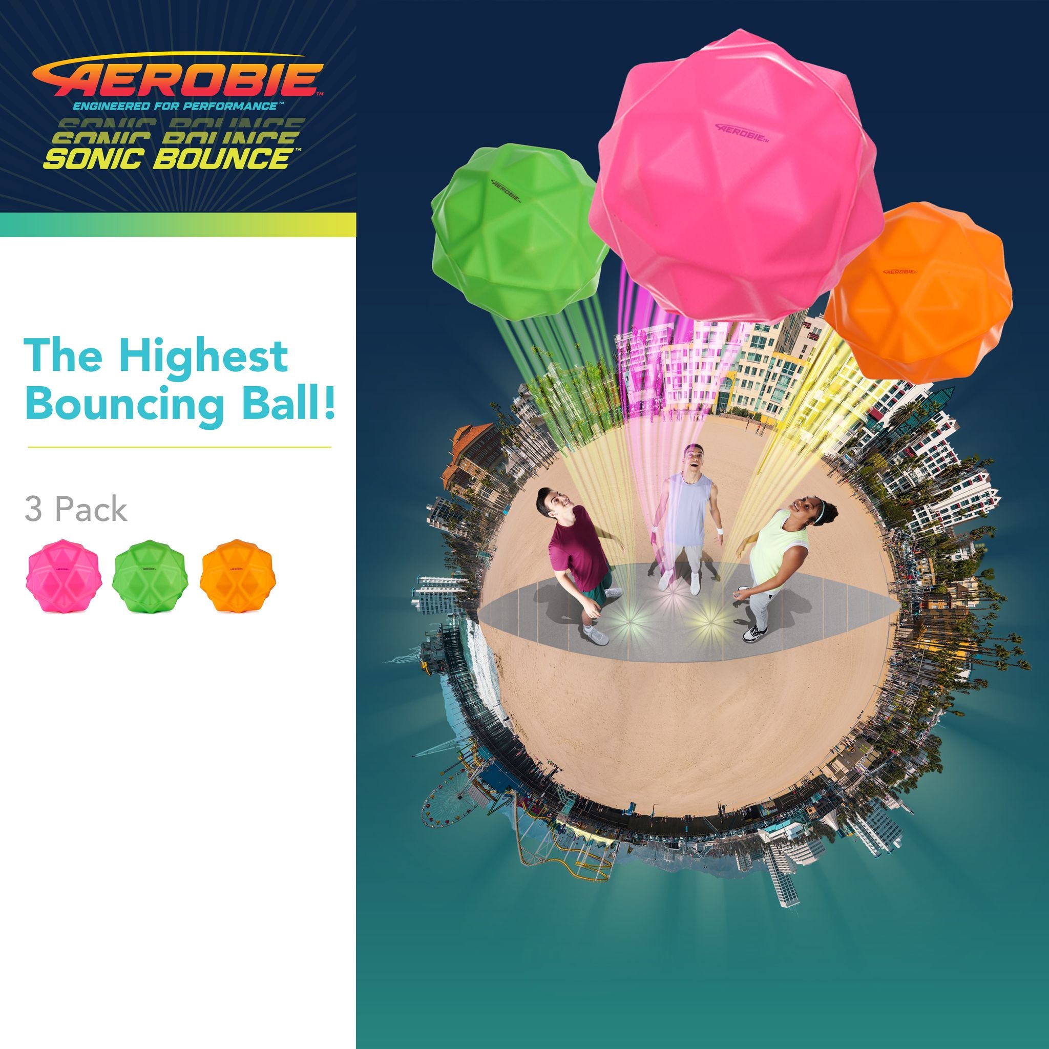 Aerobie Sonic Bounce Ball 3 Pack